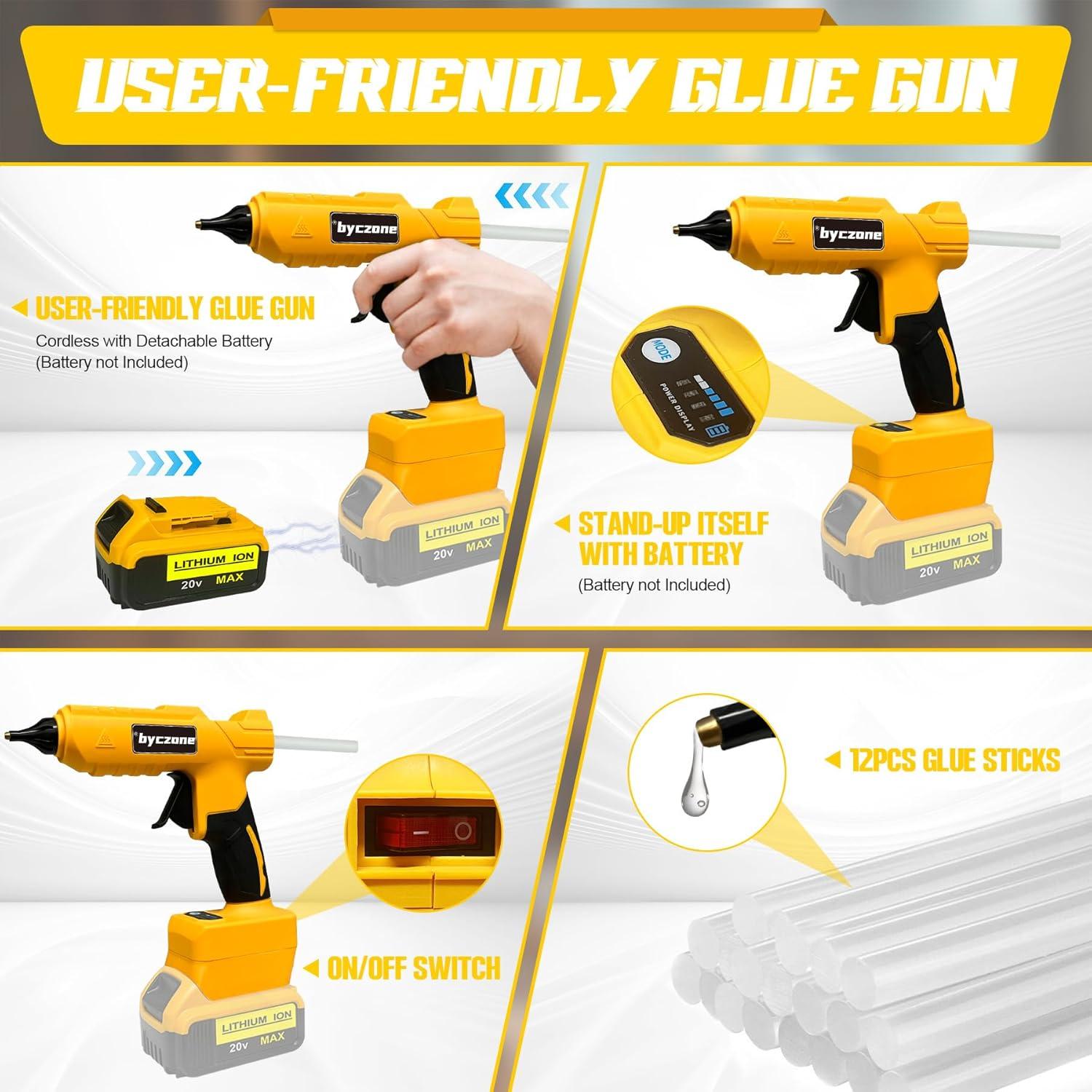 Pistola de Pegamento Caliente Inalámbrica Byczone 100W 20V