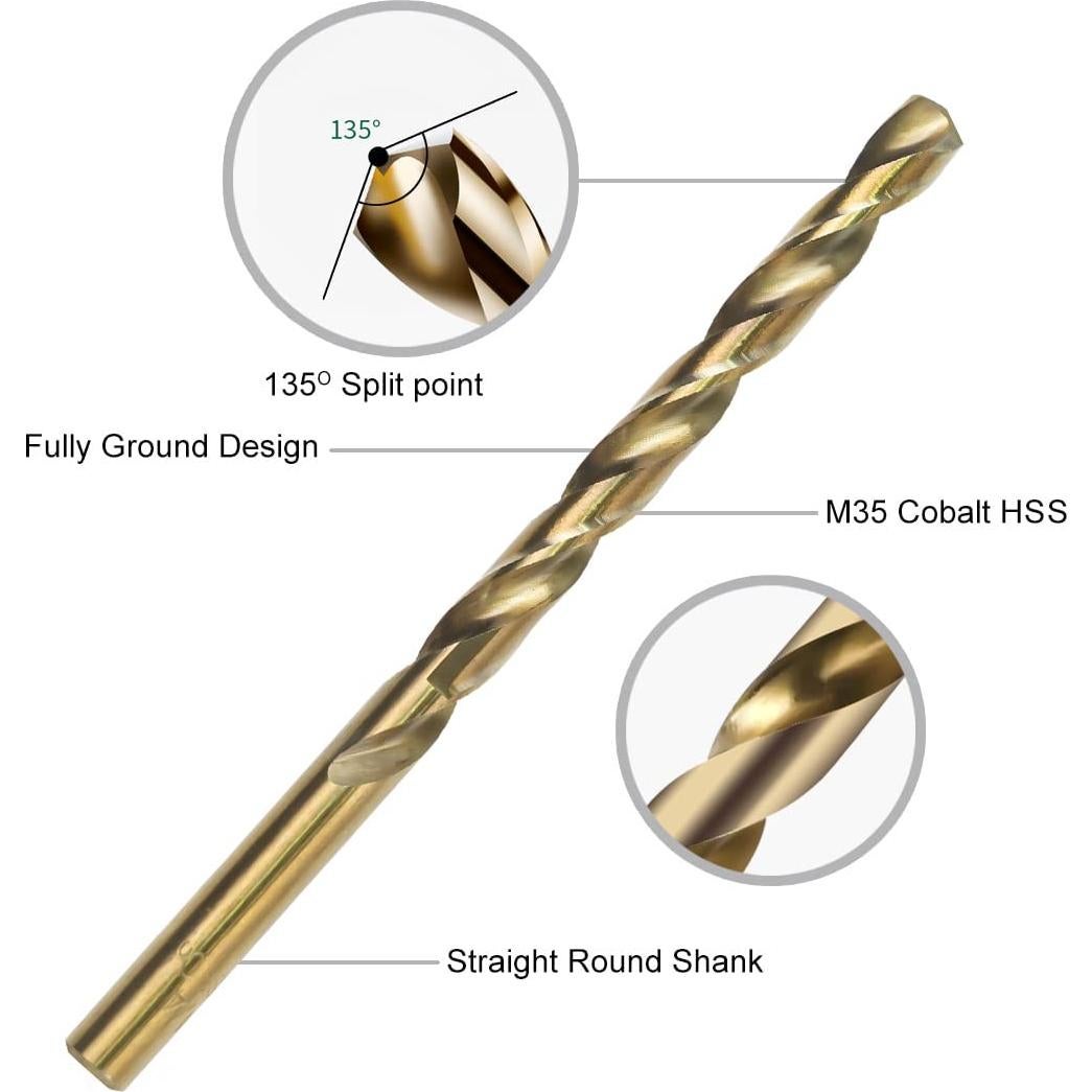 Juego de Brocas de Cobalto GMTOOLS 115 Piezas Acero M35