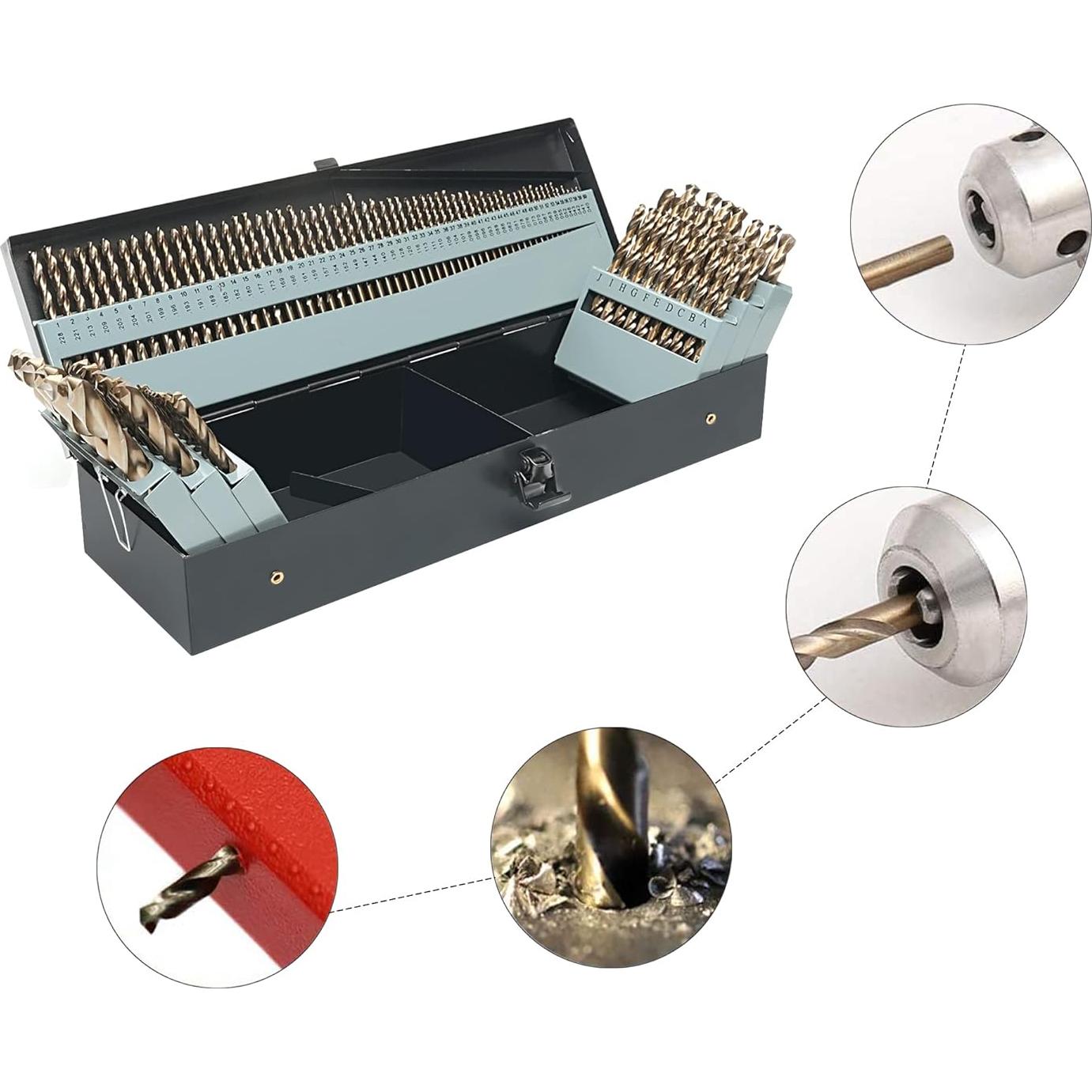 Juego de Brocas de Cobalto GMTOOLS 115 Piezas Acero M35