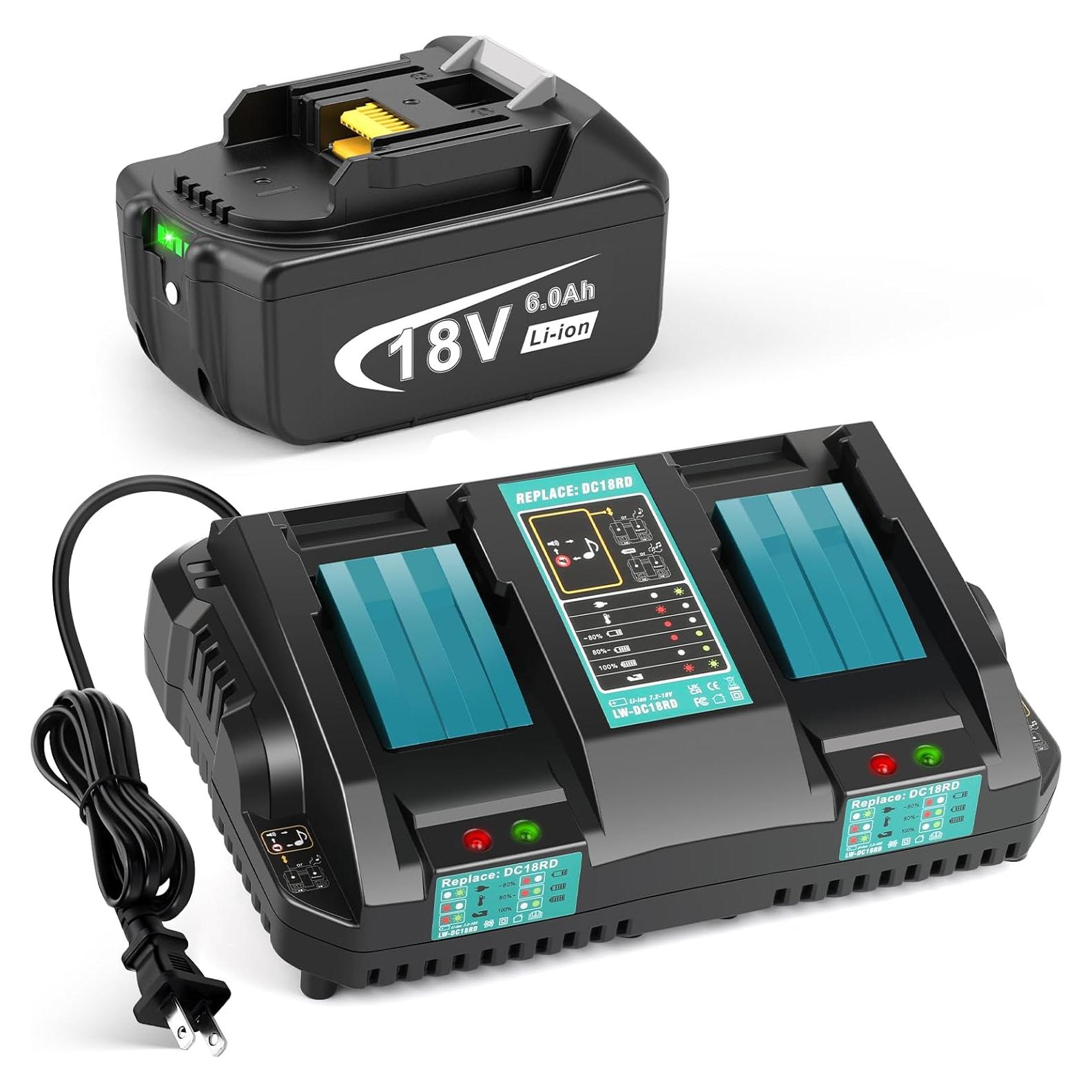 Batería de Litio 18V 6.0Ah y Cargador Doble Puerto Makita