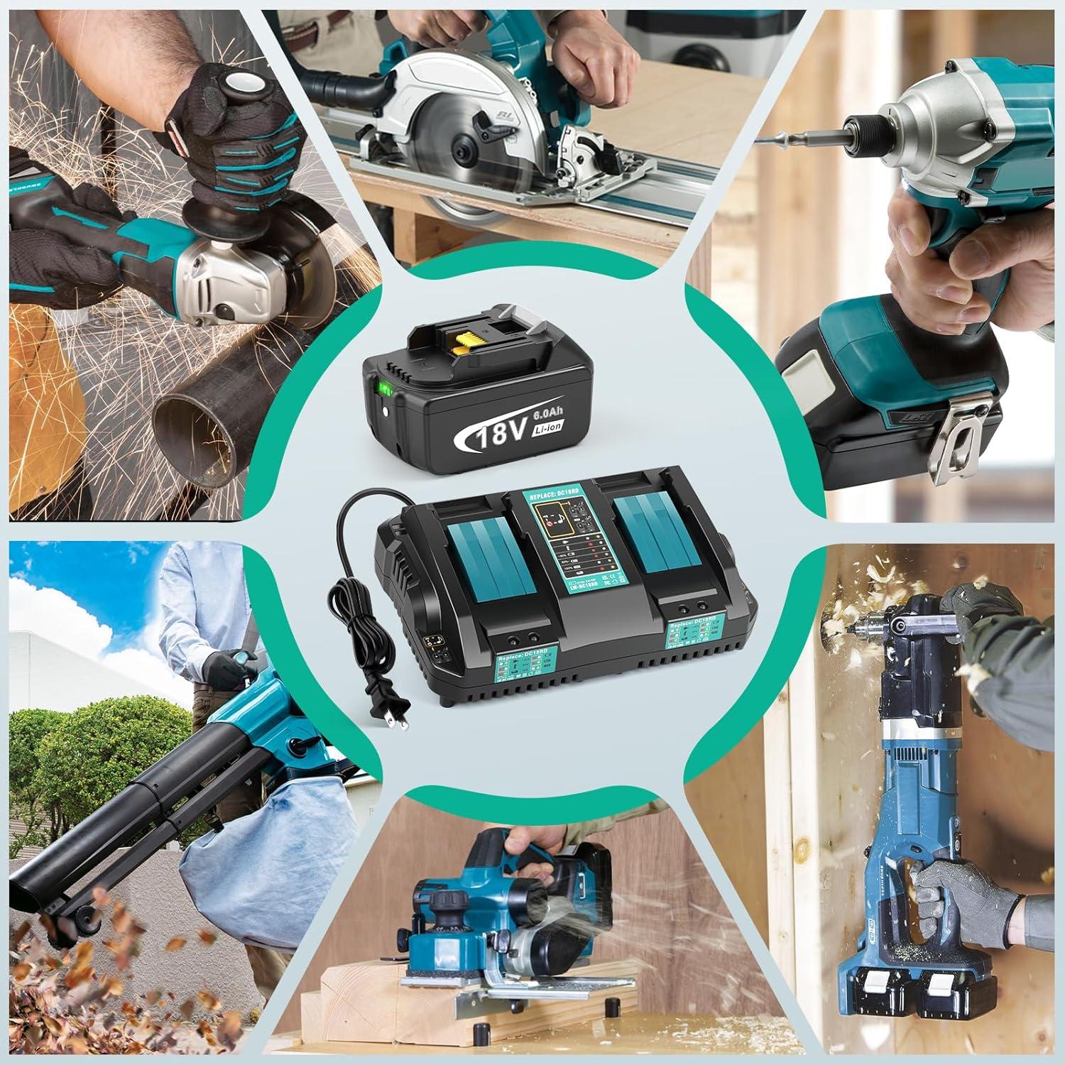 Batería de Litio 18V 6.0Ah y Cargador Doble Puerto Makita