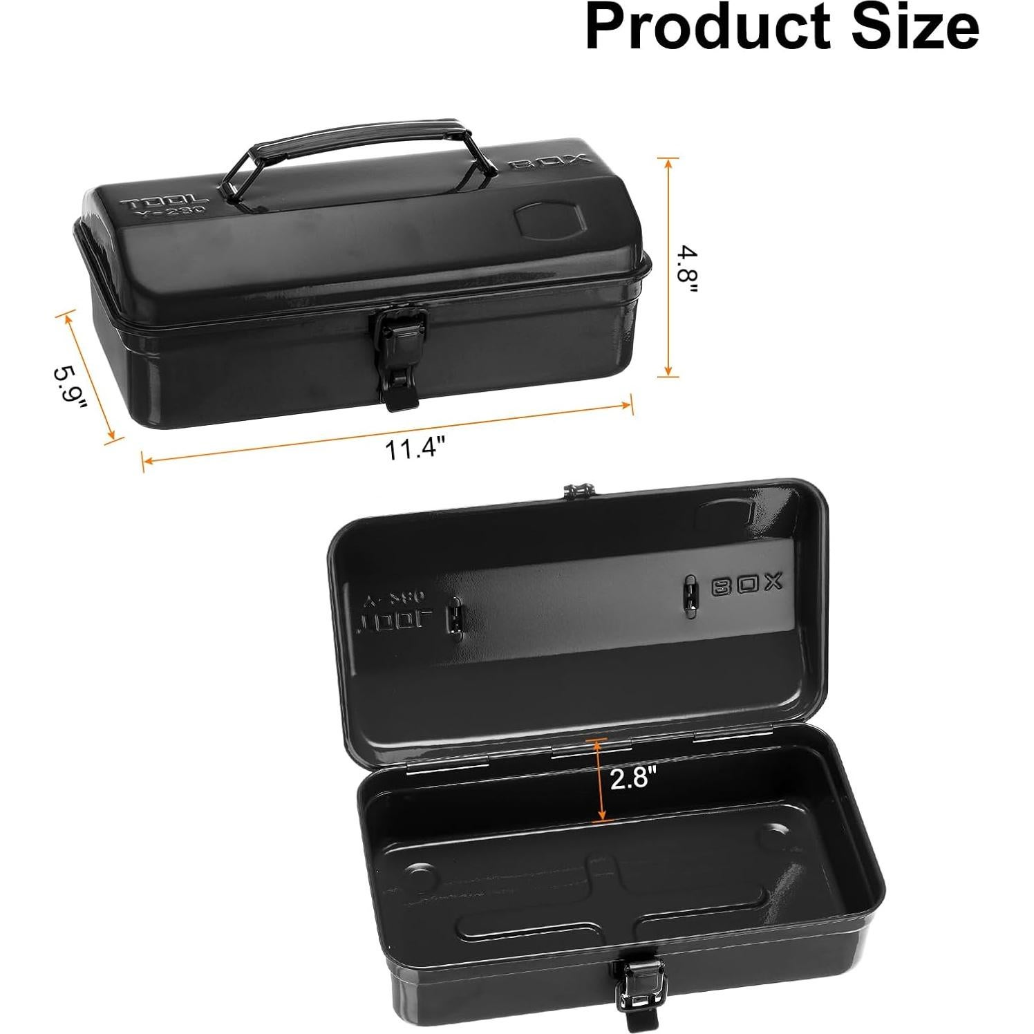 Caja de Herramientas HARFINGTON 29 cm Acero Negro con Cerradura