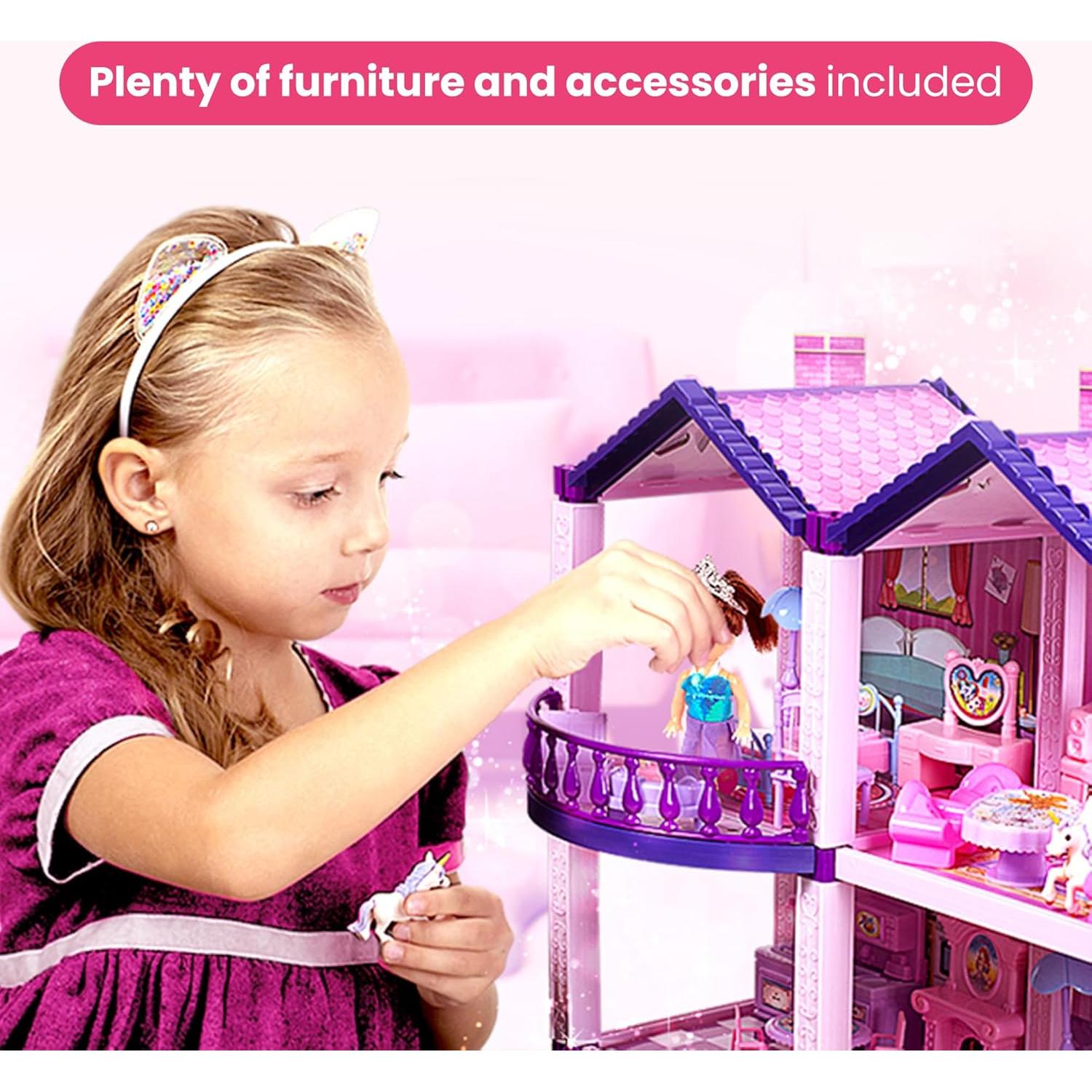 Casa de Muñecas TOMLEON con 2 Princesas y Muebles