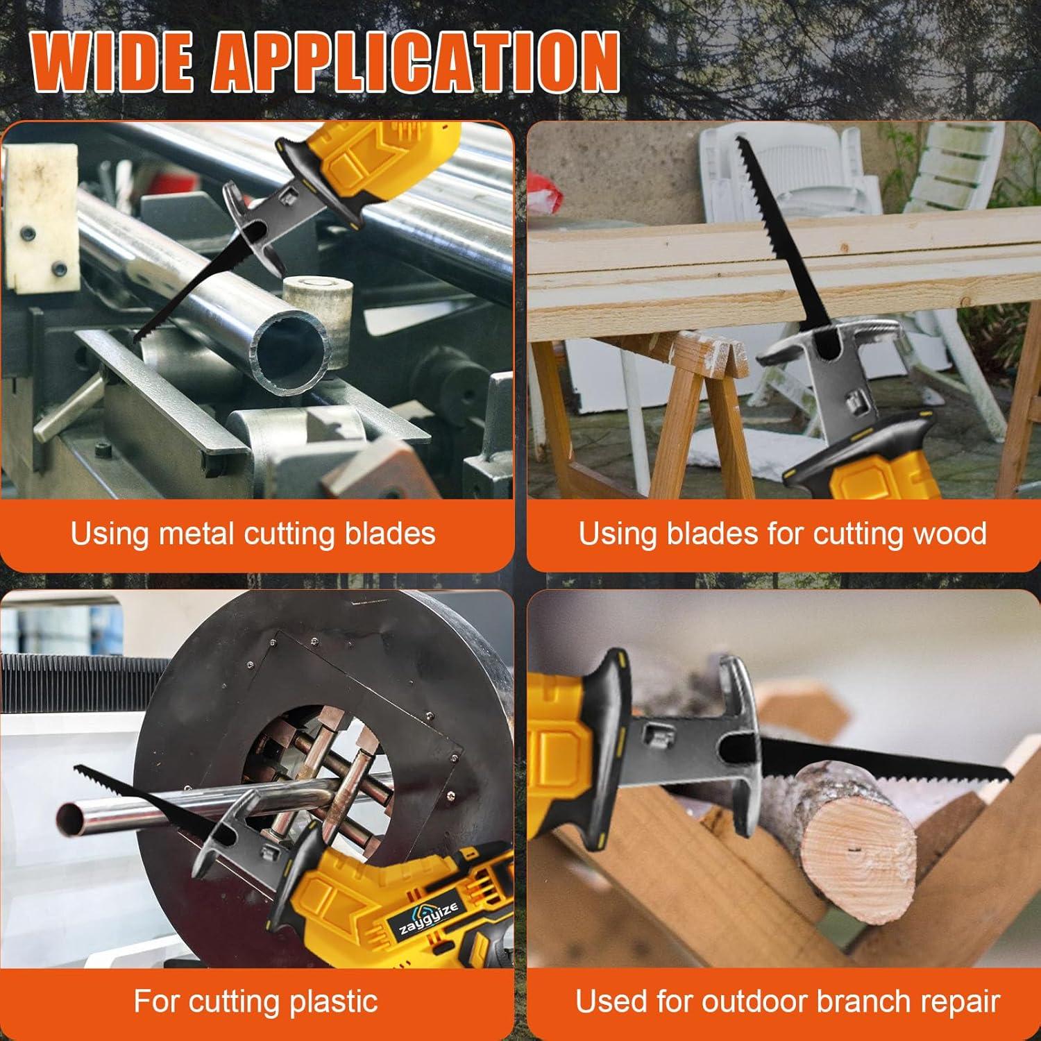 Cordless Reciprocating Saw, 0-3500 SPM, with 2 Packs Batteries, Tool-free Blade Change, LED Light Power Reciprocating Saws, 8 Saw Blades Kit for Wood/Metal/PVC Cutting Included