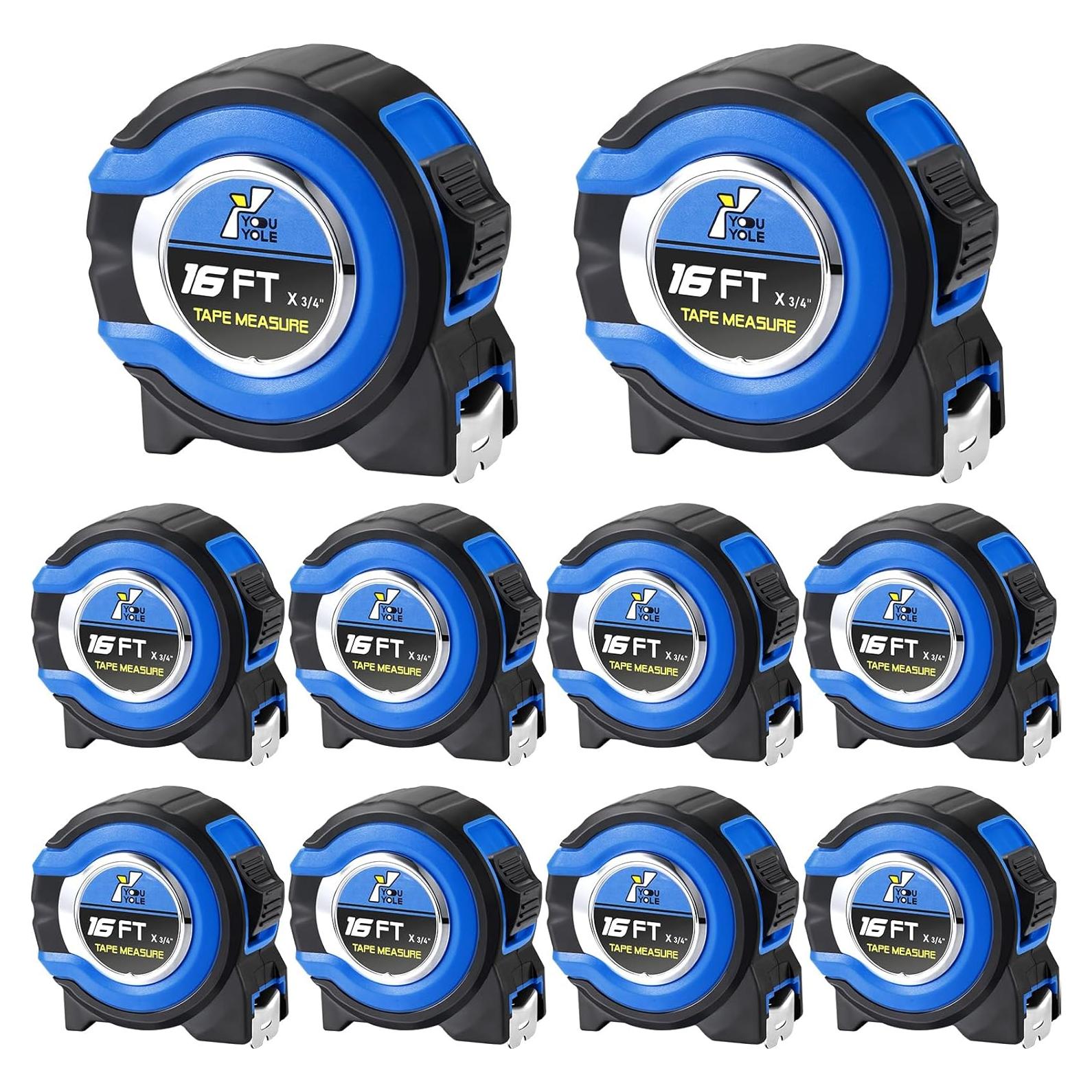 Cinta Métrica Retráctil Youyole 10 Piezas 4.88 m Azul