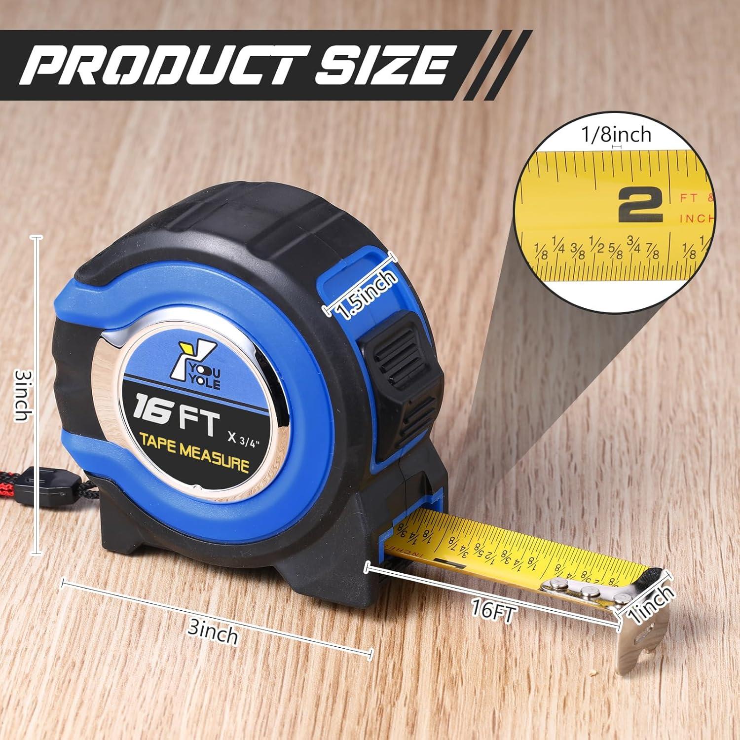 Cinta Métrica Retráctil Youyole 10 Piezas 4.88 m Azul