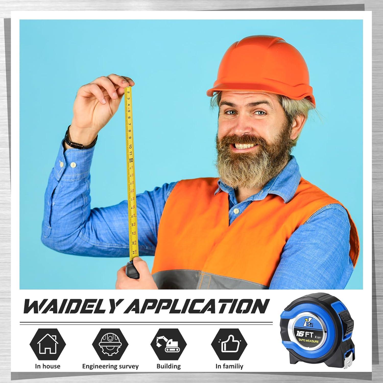 Cinta Métrica Retráctil Youyole 10 Piezas 4.88 m Azul