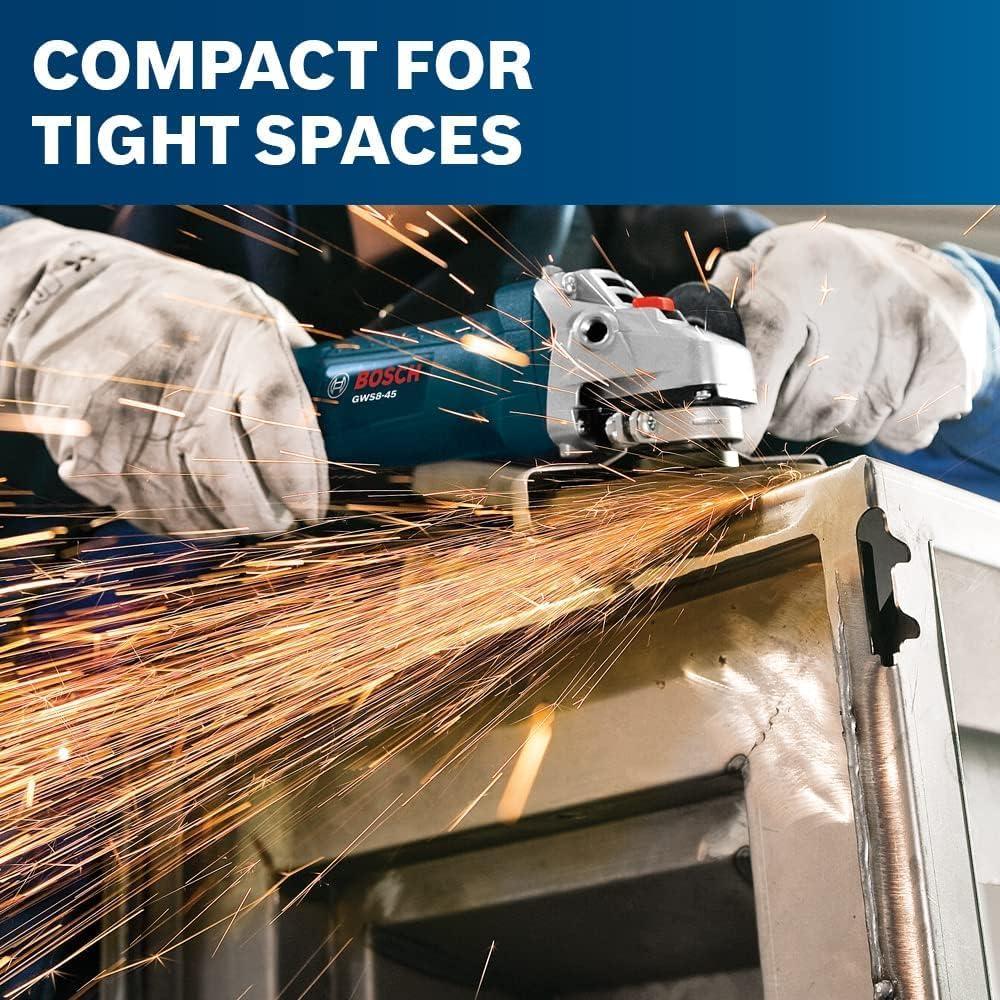 BOSCH GWS8-45 4-1/2 Inch 7.5 Amp Angle Grinder with Lock-On Switch, Lightweight Design, and Durable Protection Guard for Metal and Concrete Grinding