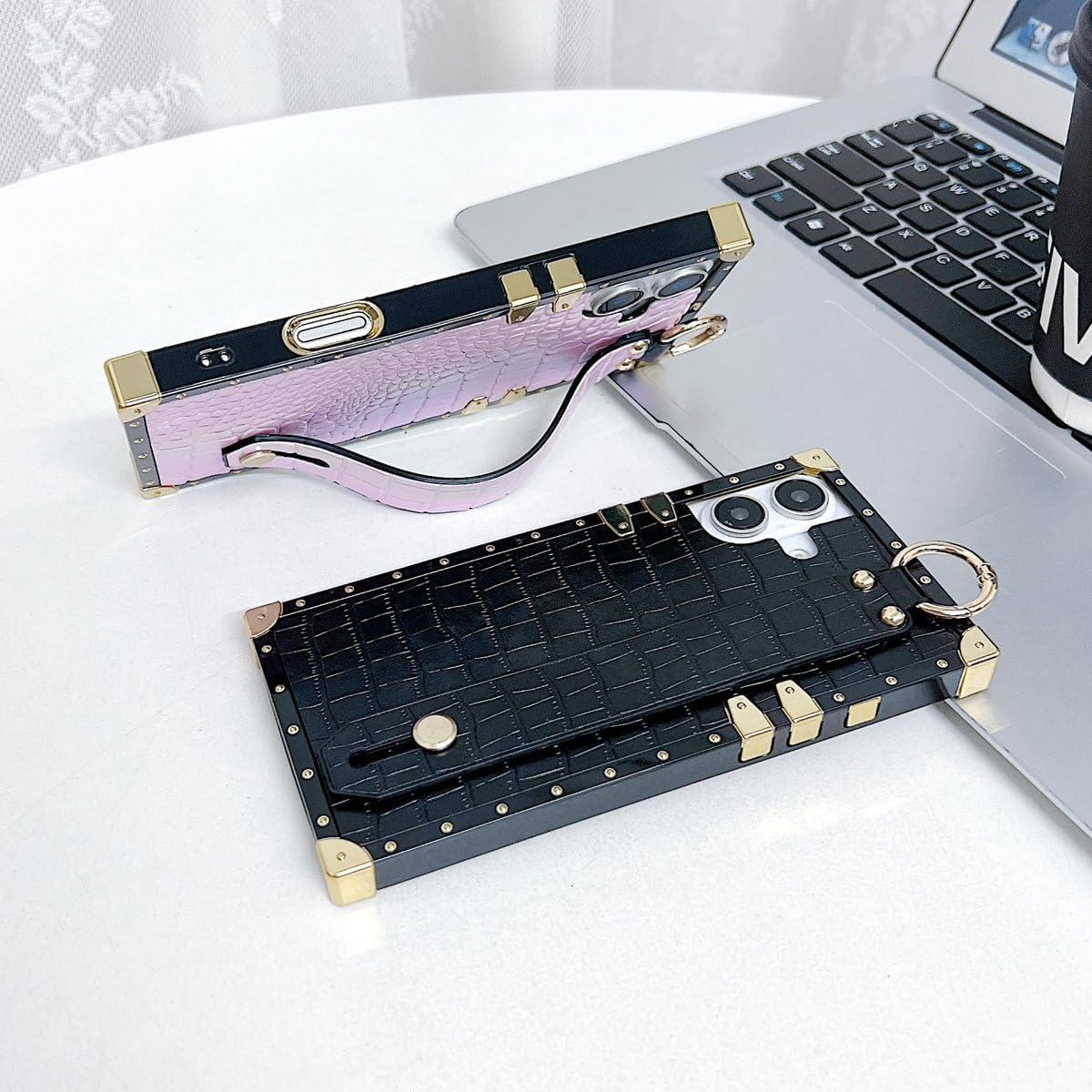 Funda de Lujo para iPhone 16 Plus - Cuero Cocodrilo Rosa