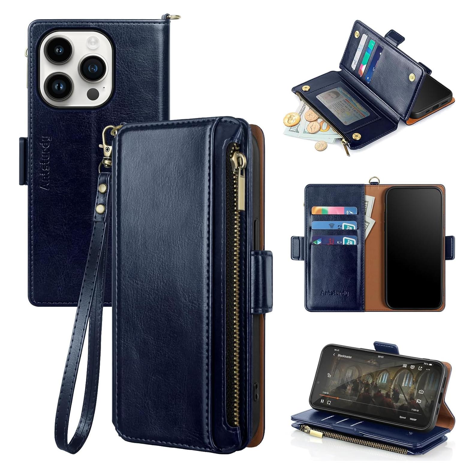 Funda de Cartera Antsturdy para iPhone 16 Pro Max Azul