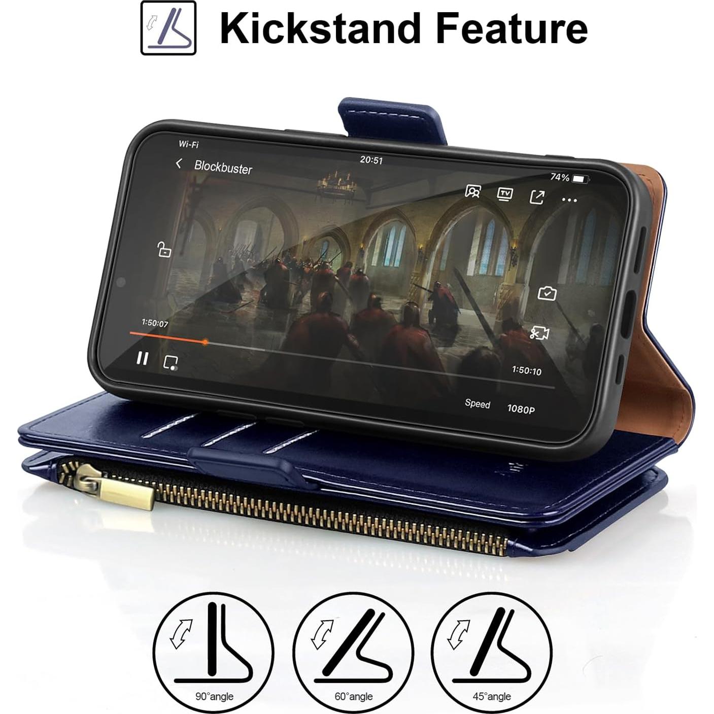 Funda de Cartera Antsturdy para iPhone 16 Pro Max Azul