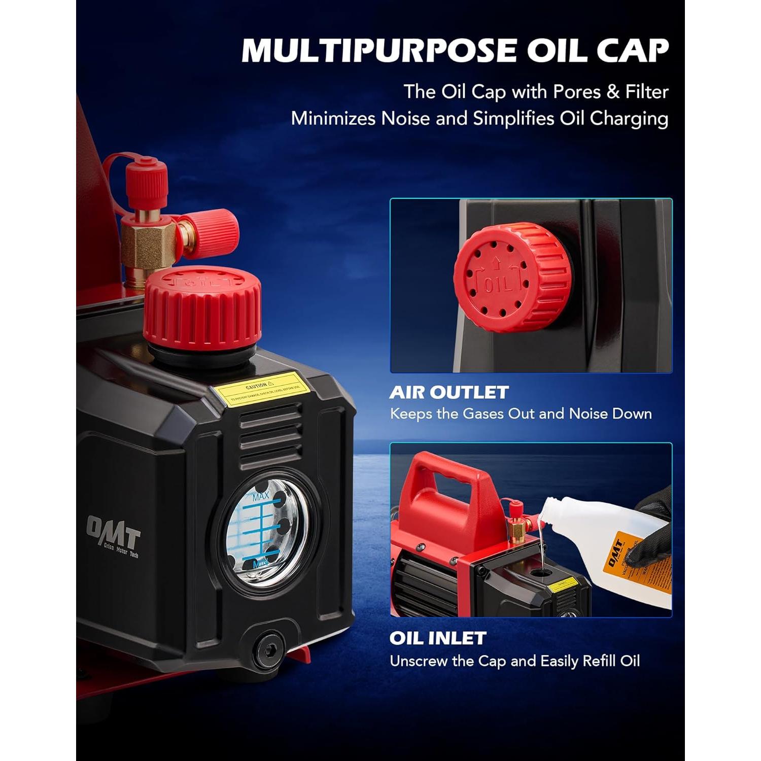 Bomba de Vacío Orion Motor Tech 4.5 CFM 1/3 HP AC