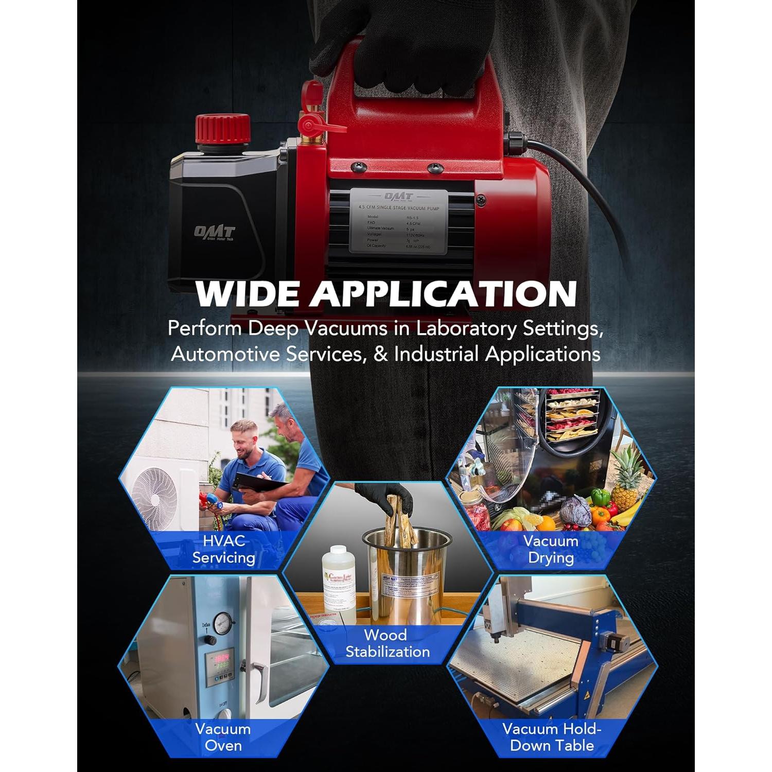 Bomba de Vacío Orion Motor Tech 4.5 CFM 1/3 HP AC