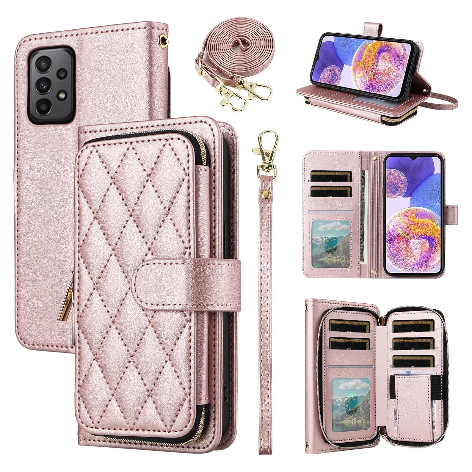 Funda Furiet para Samsung Galaxy A73 5G Rosa Oro con Correa