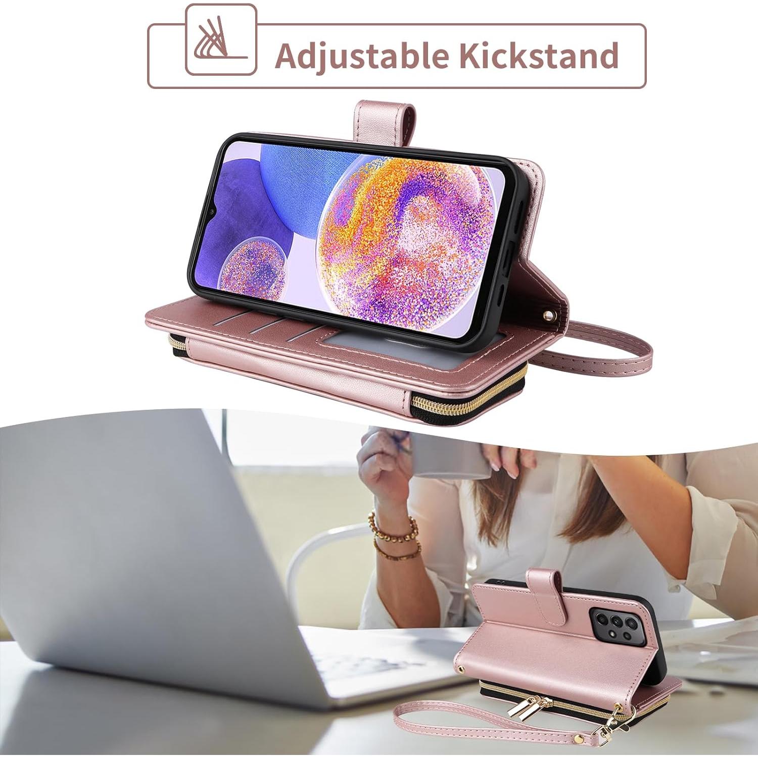 Funda Furiet para Samsung Galaxy A73 5G Rosa Oro con Correa