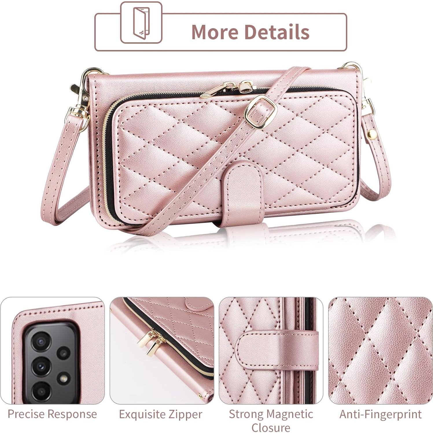 Funda Furiet para Samsung Galaxy A73 5G Rosa Oro con Correa