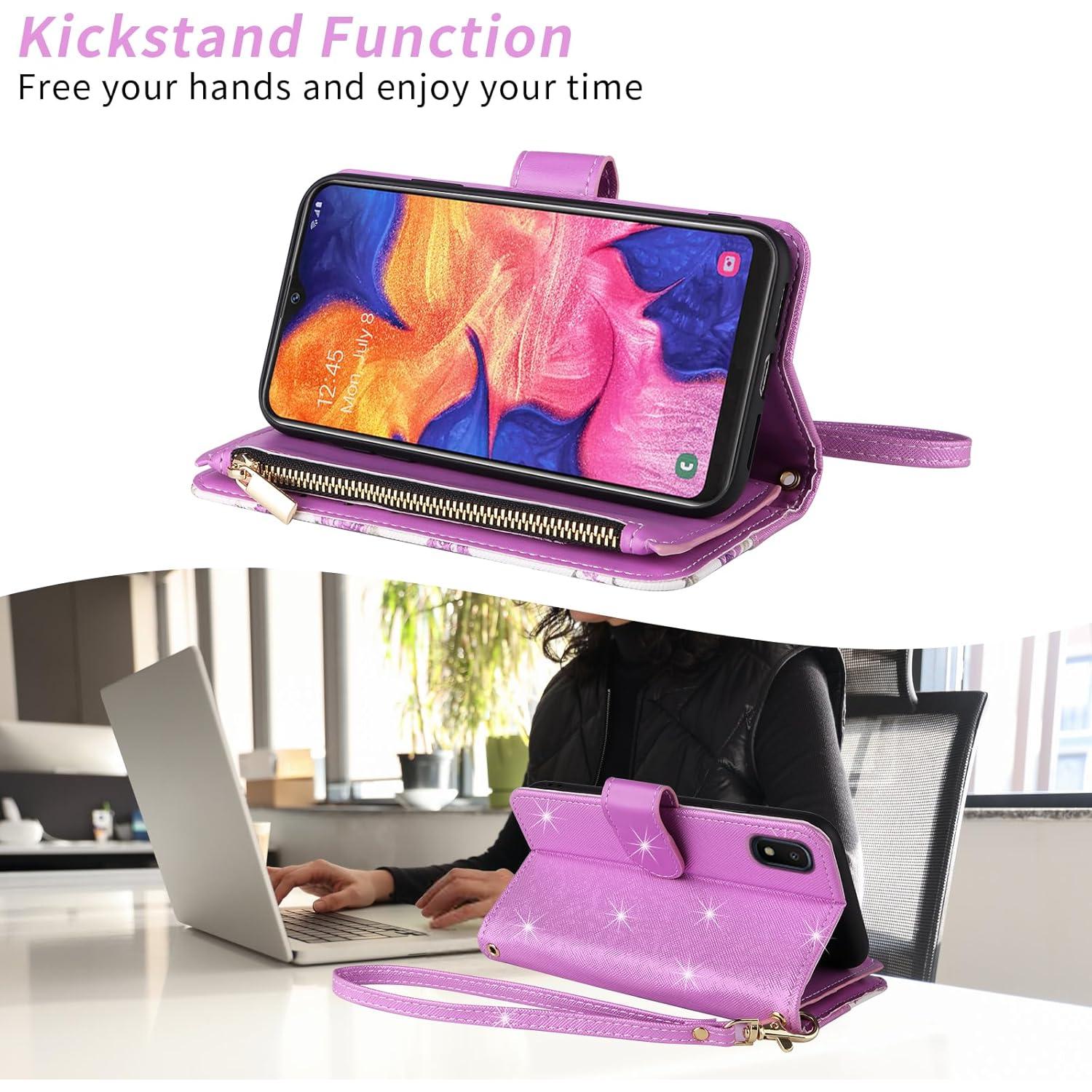 Funda Floral para Samsung Galaxy A10e con Monedero Púrpura