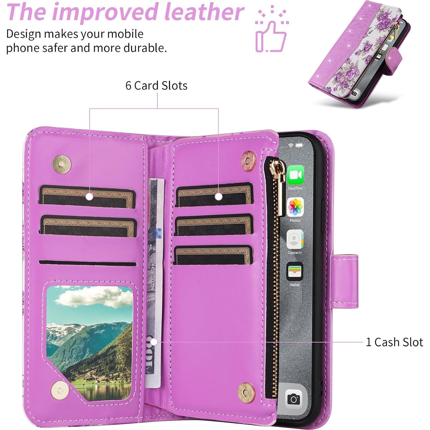 Funda Floral para Samsung Galaxy A10e con Monedero Púrpura