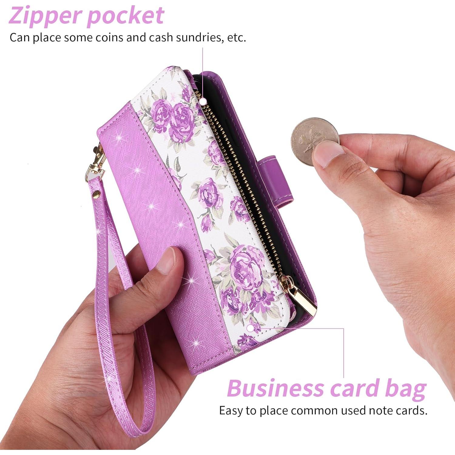 Funda Floral para Samsung Galaxy A10e con Monedero Púrpura