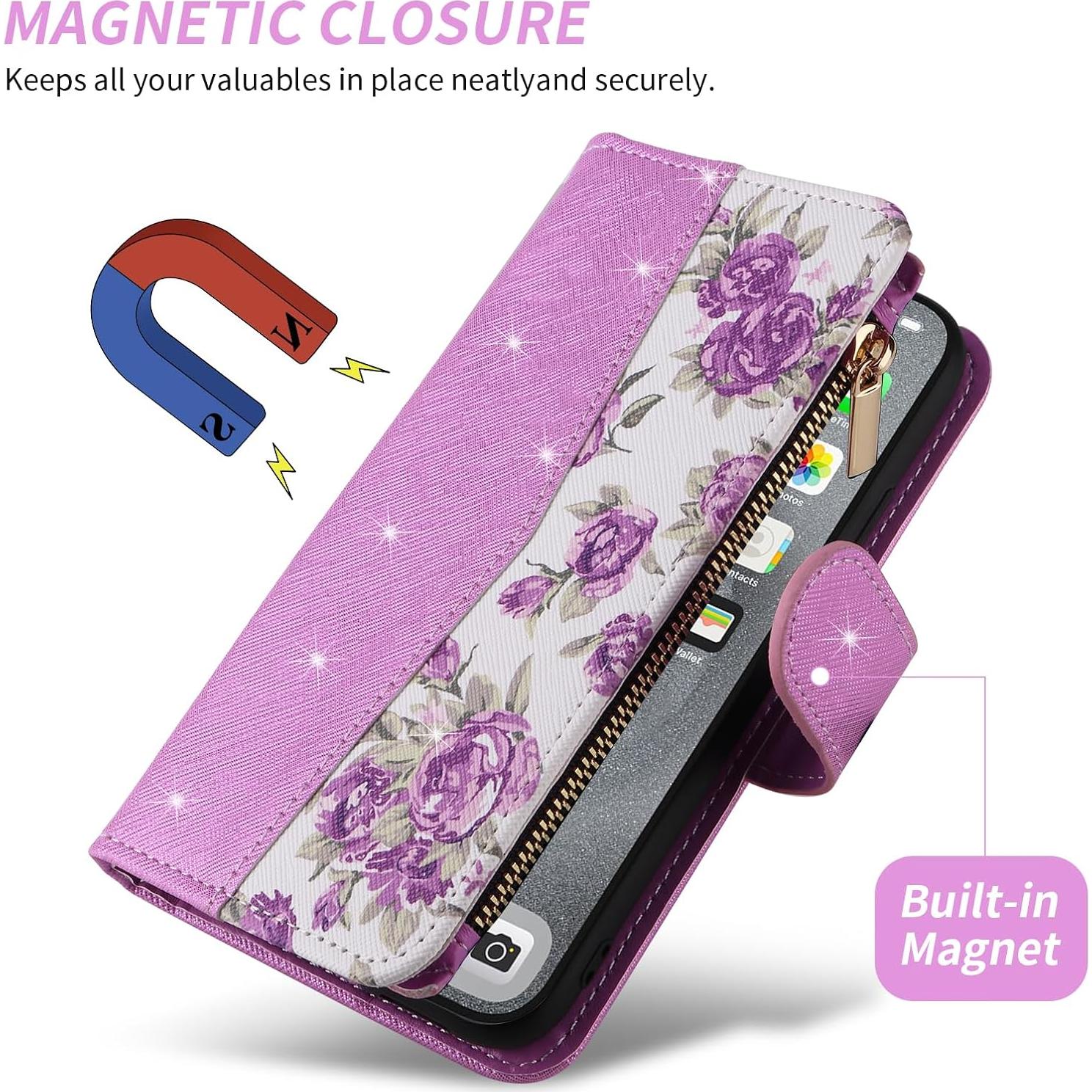 Funda Floral para Samsung Galaxy A10e con Monedero Púrpura