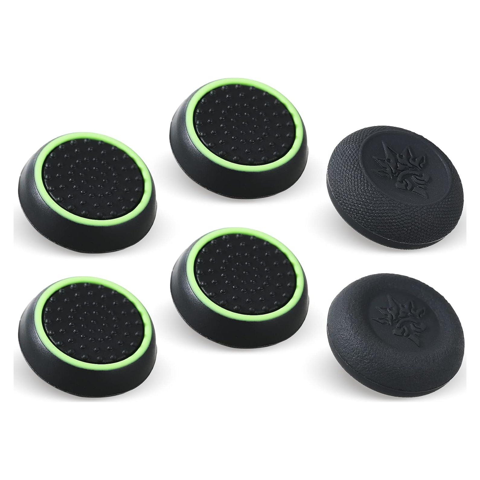 Performance Joystick Analog Stick Thumb Grips Set of 6 Compatible with PS5, PS4, Xbox Series X/S Xbox One, Switch Pro Controller Black & Green