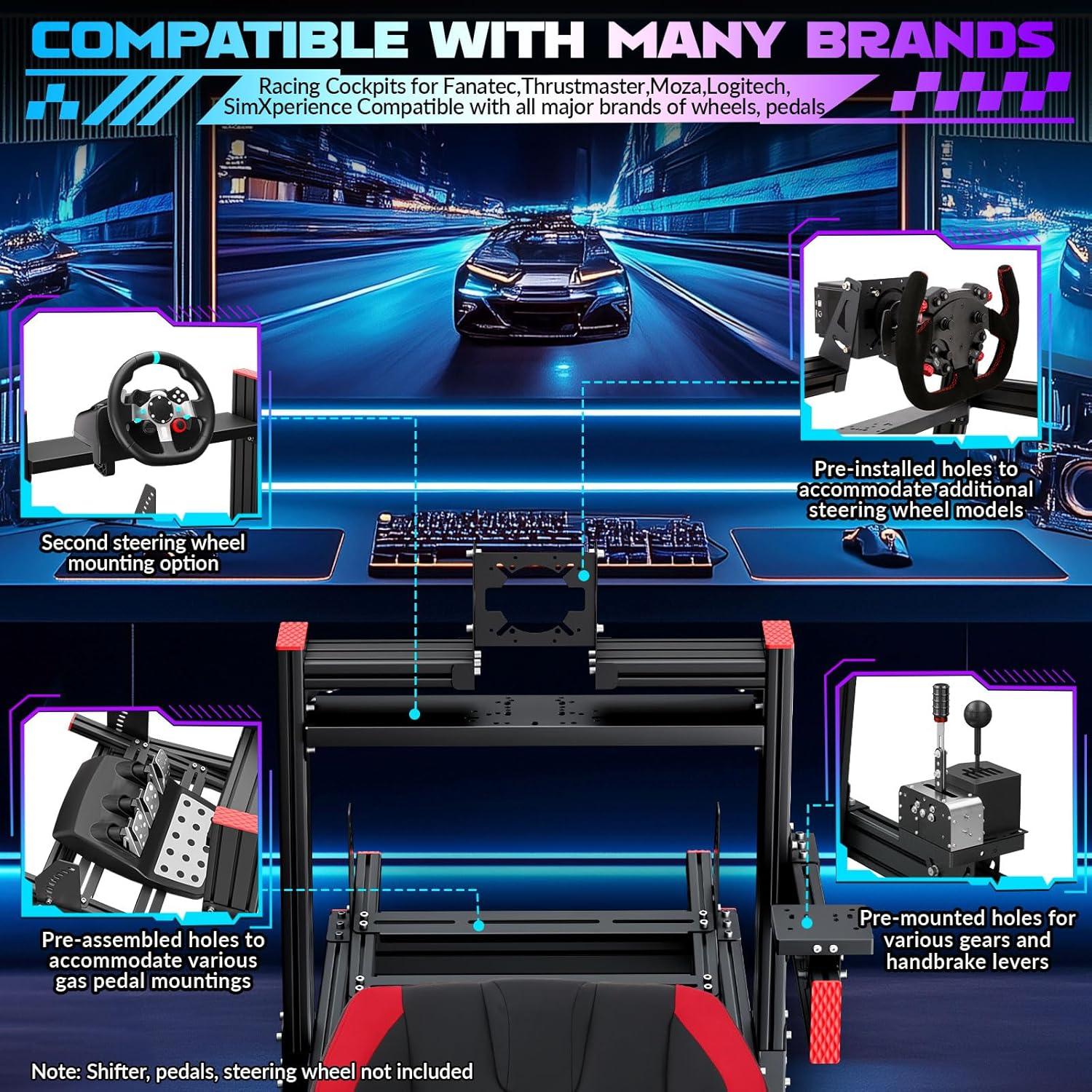 Soporte Simulador de Carreras Likeem Elite Ajustable Rojo