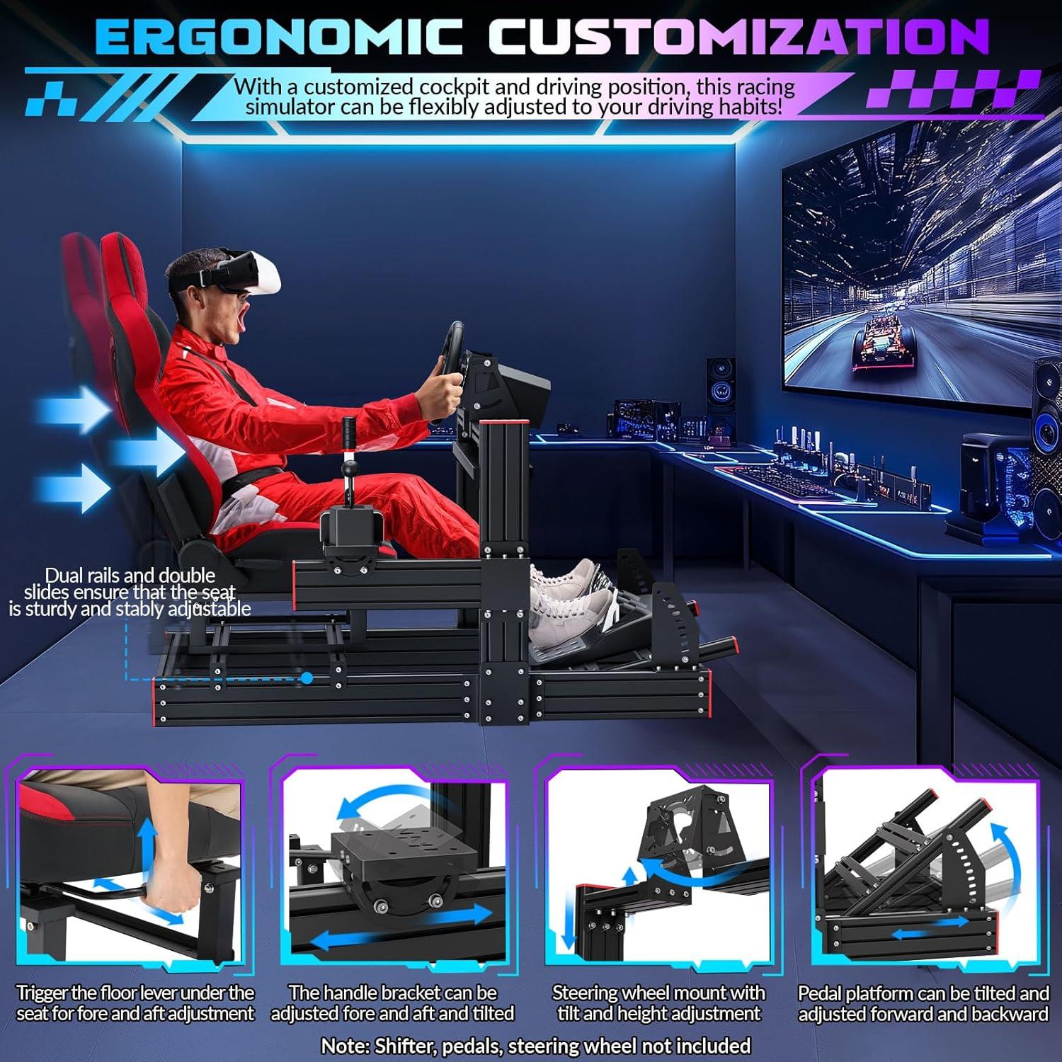 Soporte Simulador de Carreras Likeem Elite Ajustable Rojo