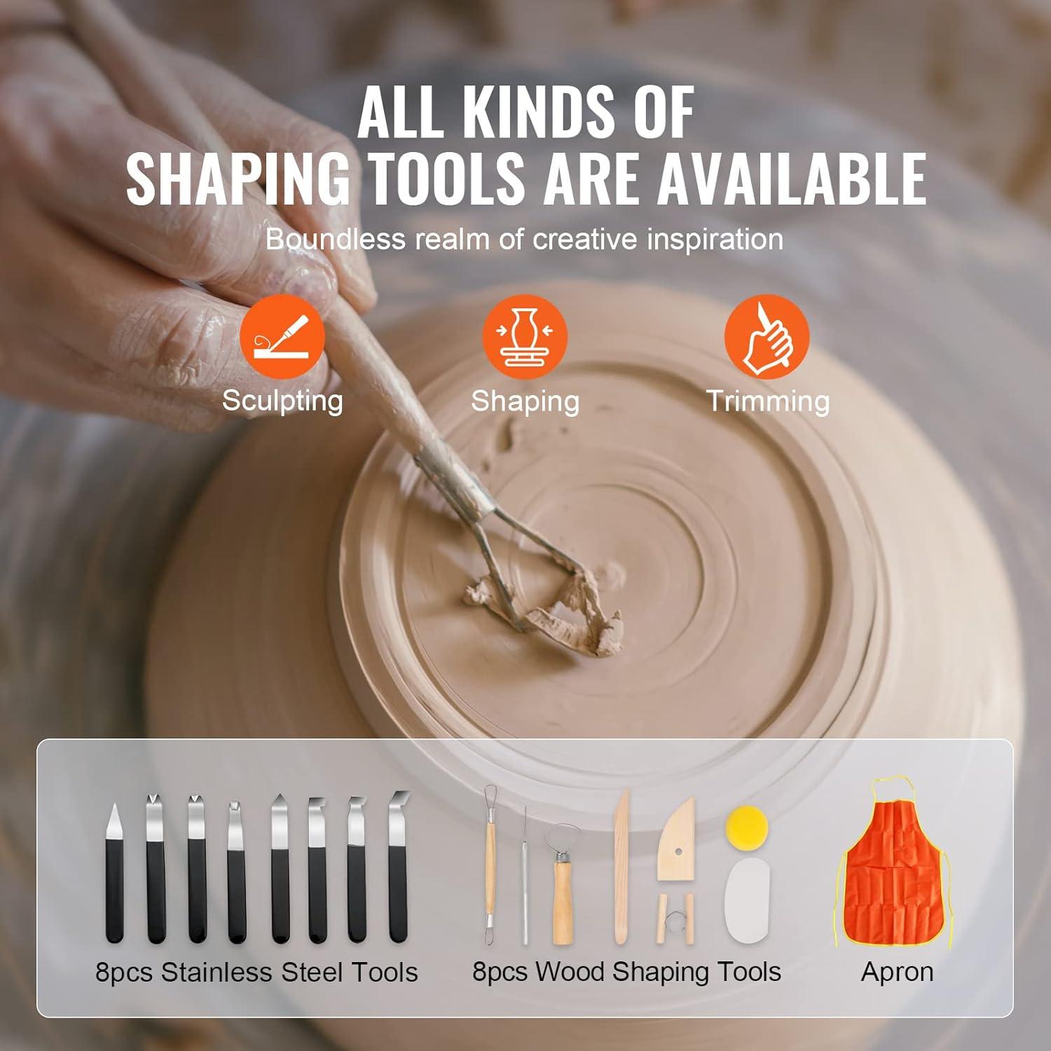 VEVOR Pottery Wheel for Adults and Beginners, 350W 11in Clay Wheel Forming Machine, Adjustable 60-300RPM Speed Handle and Pedal Control, ABS Detachable Basin, Accessory Kit for Craft DIY, Blue Updated