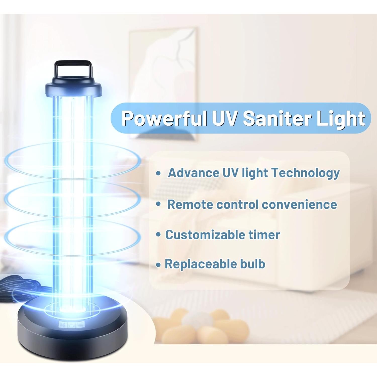 Luz Desinfectante UV-C Coospider 38W con Control Remoto