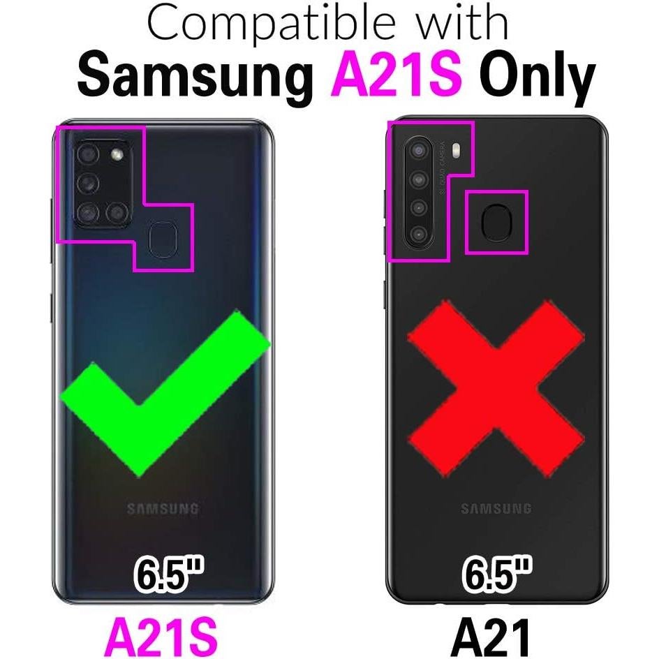 Funda de Cartera Asuwish para Samsung Galaxy A21S Azul