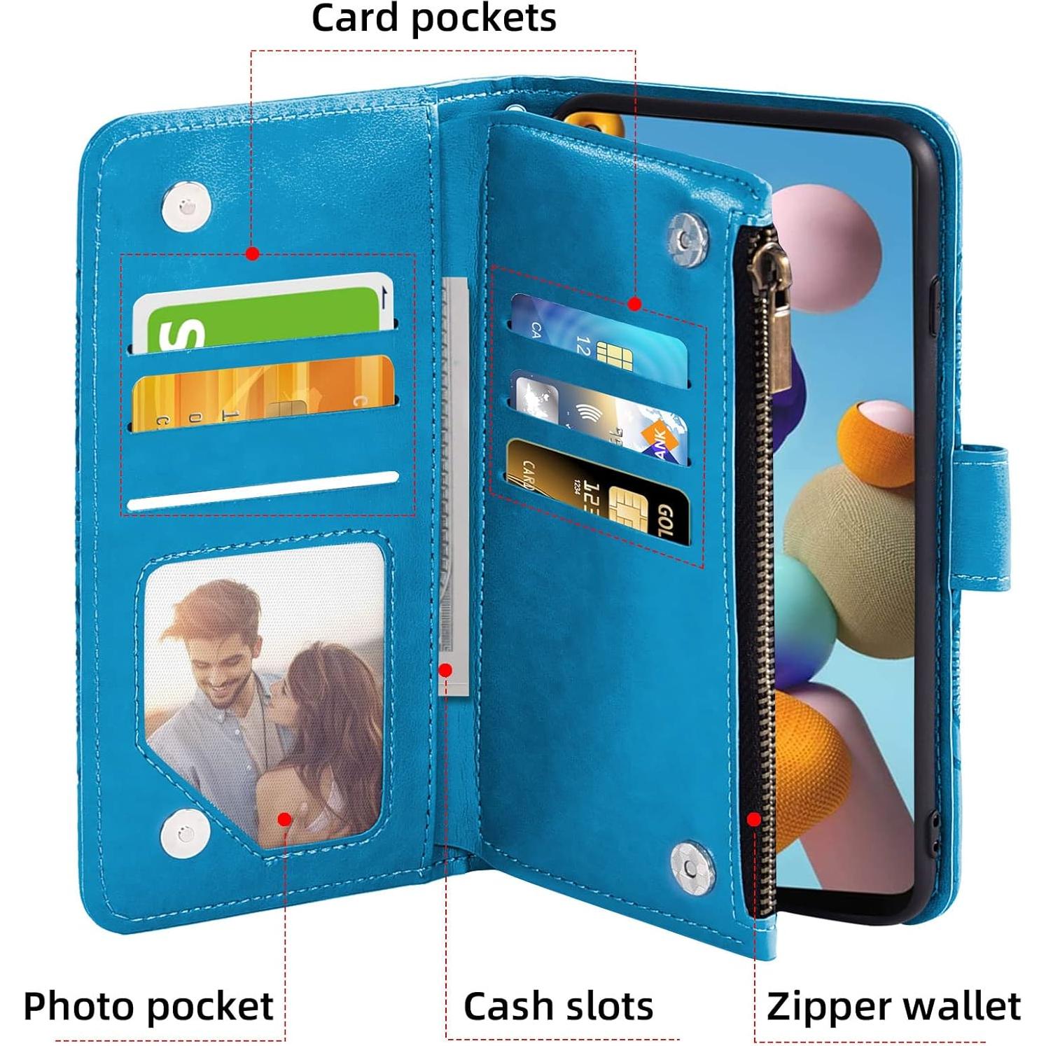 Funda de Cartera Asuwish para Samsung Galaxy A21S Azul