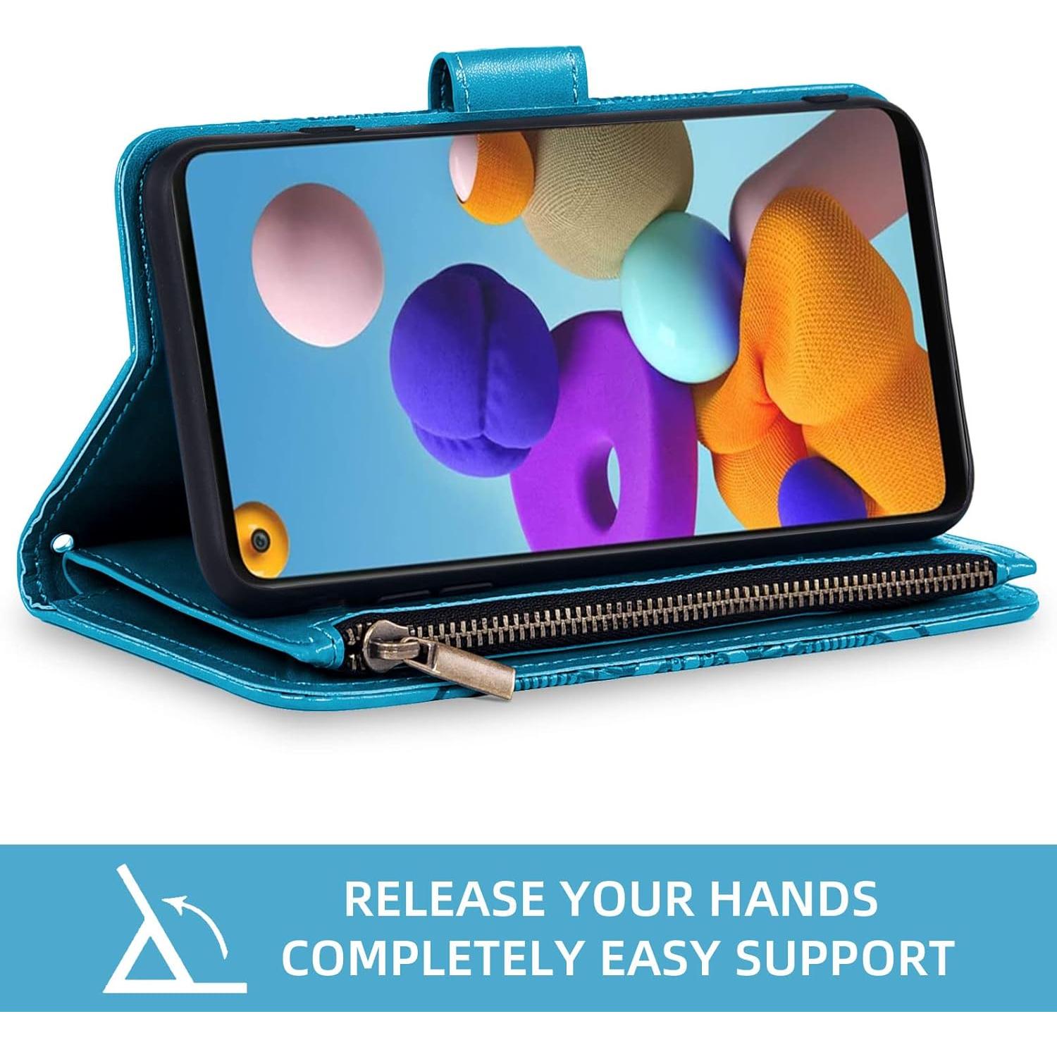 Funda de Cartera Asuwish para Samsung Galaxy A21S Azul