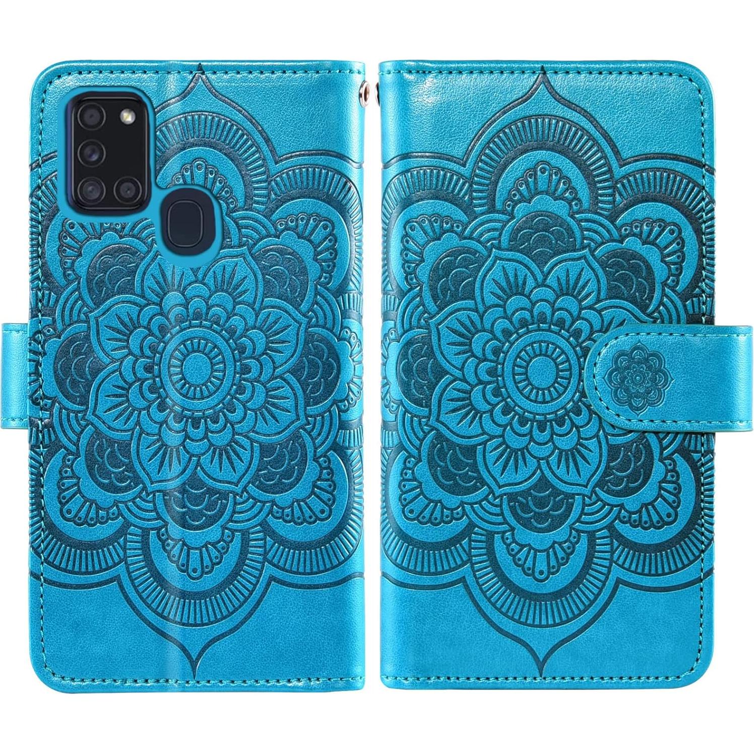 Funda de Cartera Asuwish para Samsung Galaxy A21S Azul