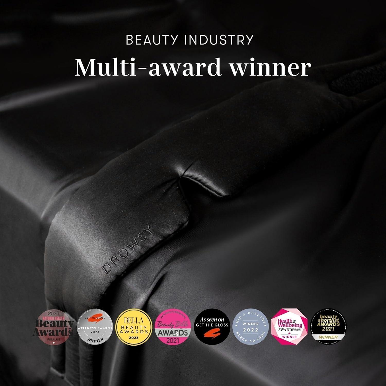 DROWSY Silk Sleep Mask. Face-Hugging, Padded Silk Cocoon for Luxury Sleep in Total Darkness. (Black Jade)