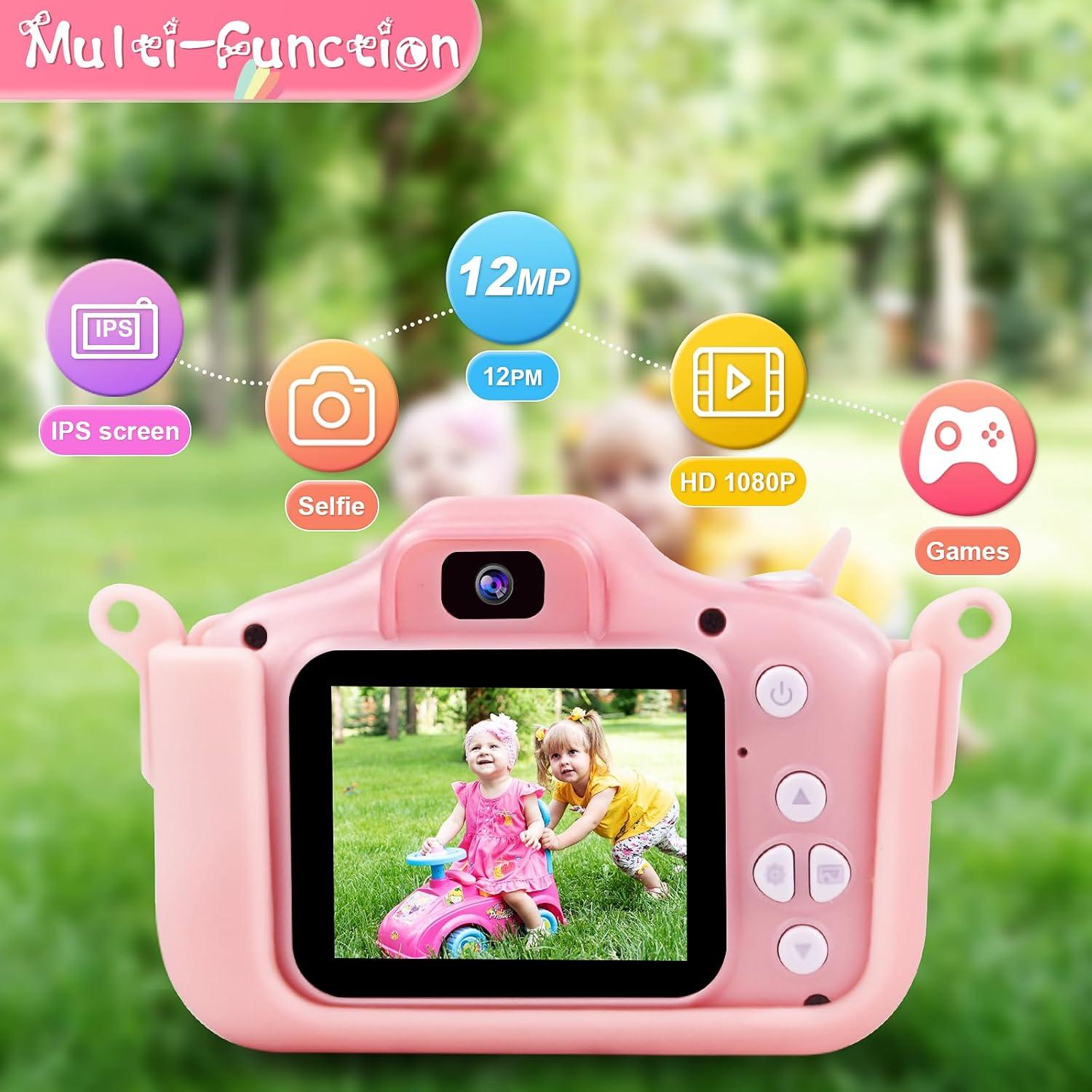 Cámara PROGRACE K1 para Niños - Rosa Unicornio, 12 MP