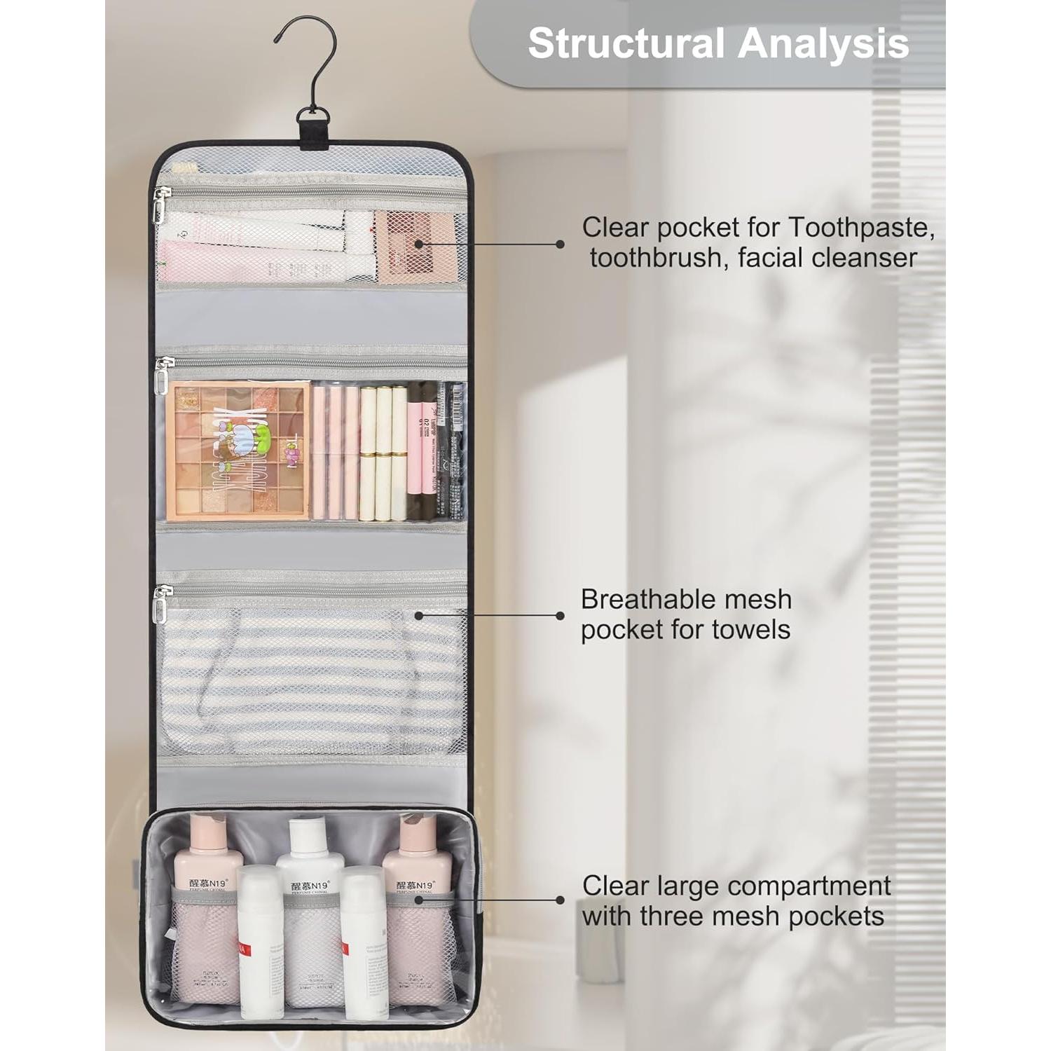 Bolsa de Aseo Colgante Relavel Grande Impermeable Negro