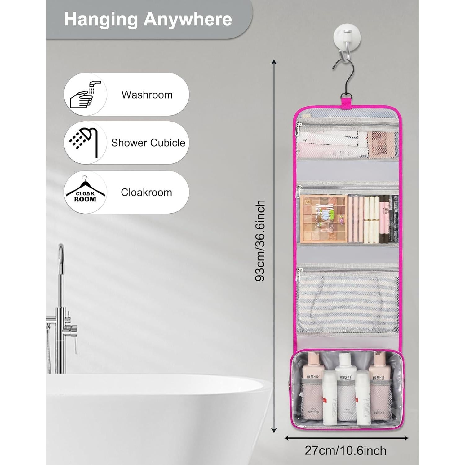 Bolsa de Aseo Colgante Relavel Rosa Intenso Gran Capacidad