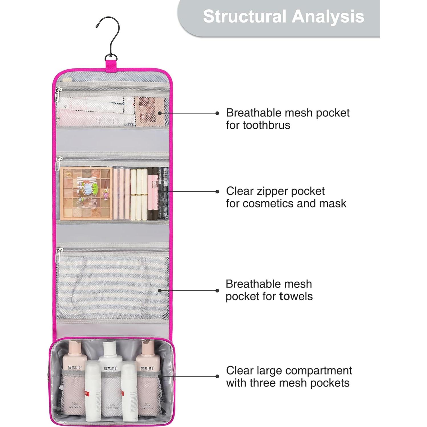 Bolsa de Aseo Colgante Relavel Rosa Intenso Gran Capacidad
