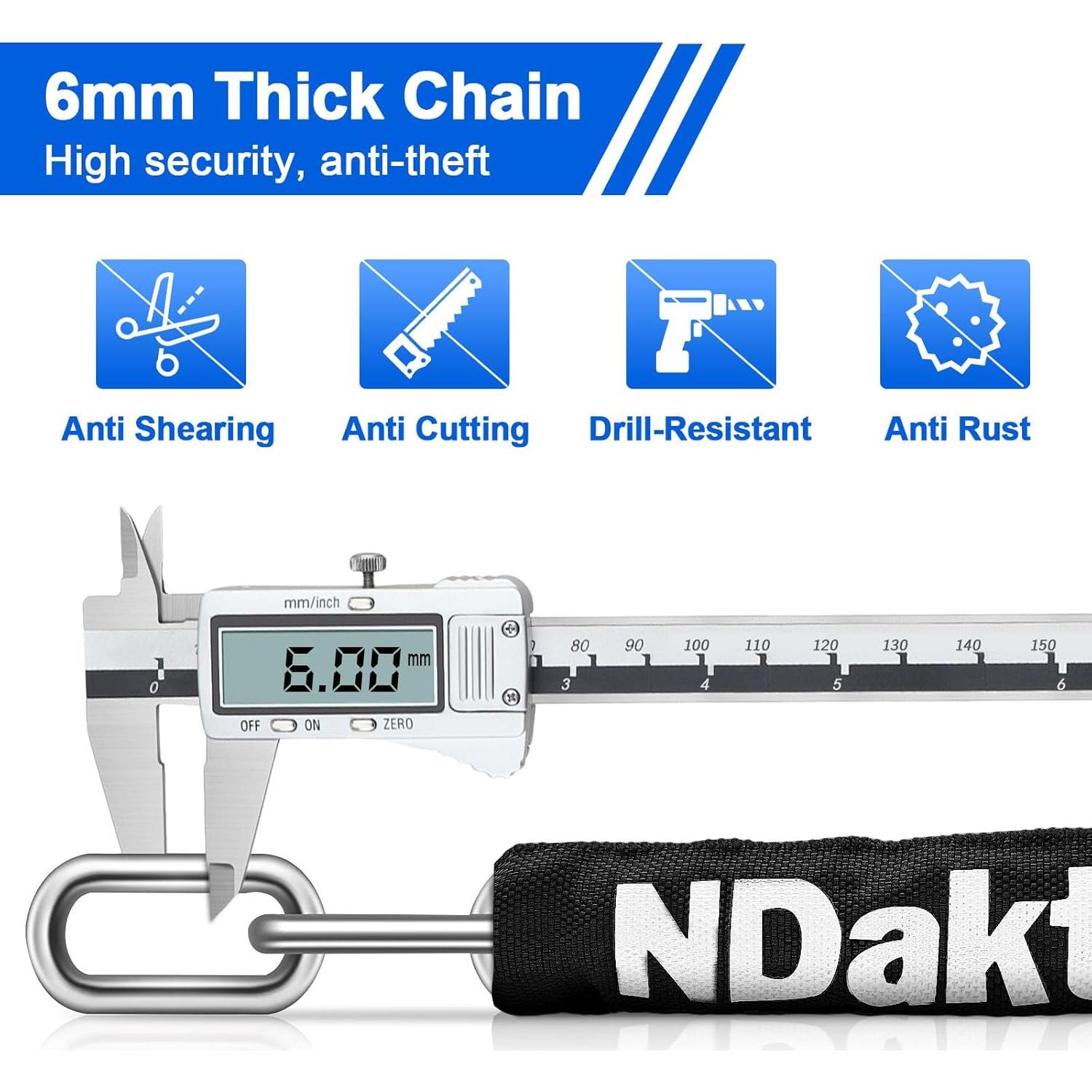 Candado de Cadena NDakter 2.62m Antirrobo Reajustable