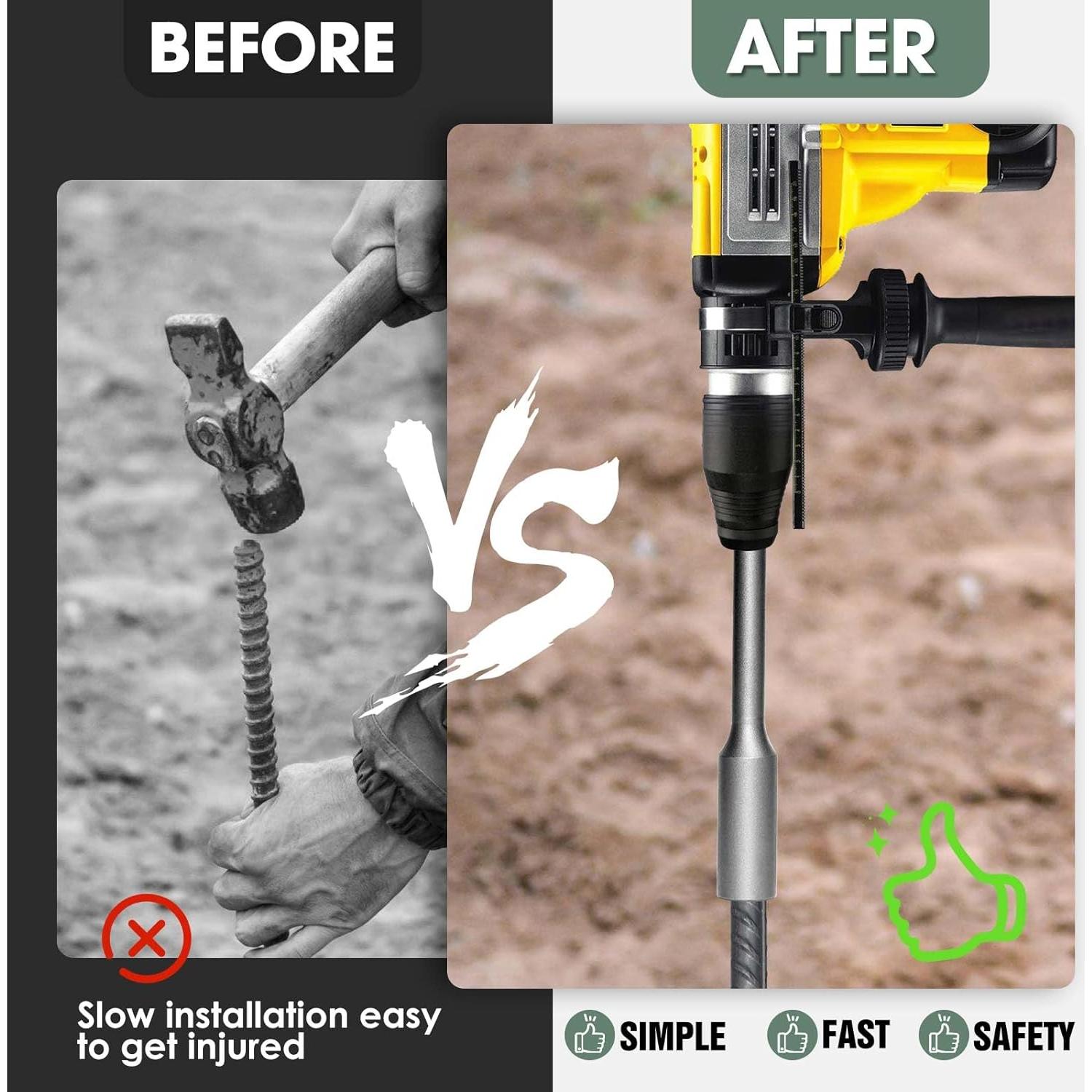 Conductor de Varilla de Tierra SDS-Max Mdkave 25.4 cm Duradero