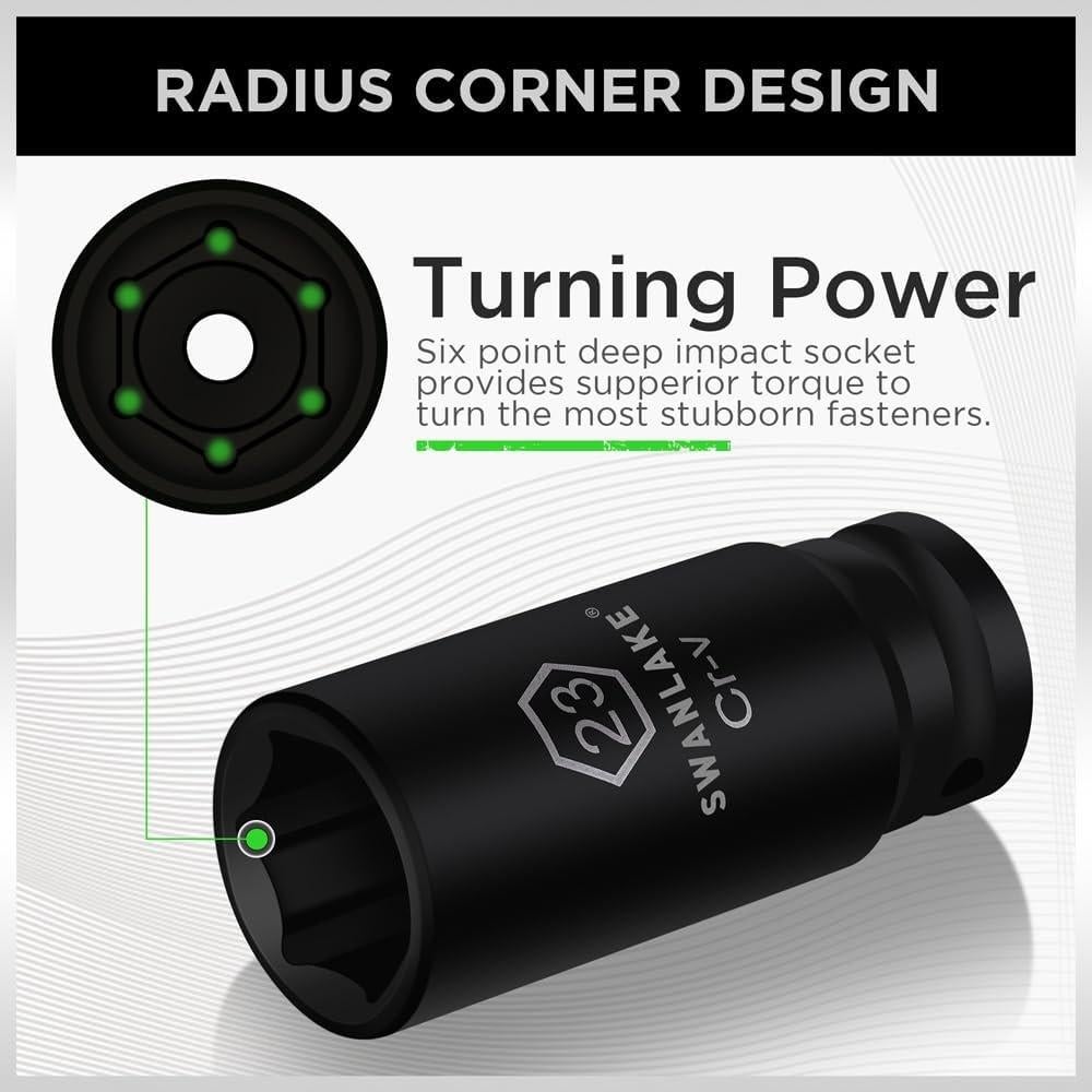 Set de Enchufes de Impacto Swanlake 1/2" 66 Piezas SAE y Métrico