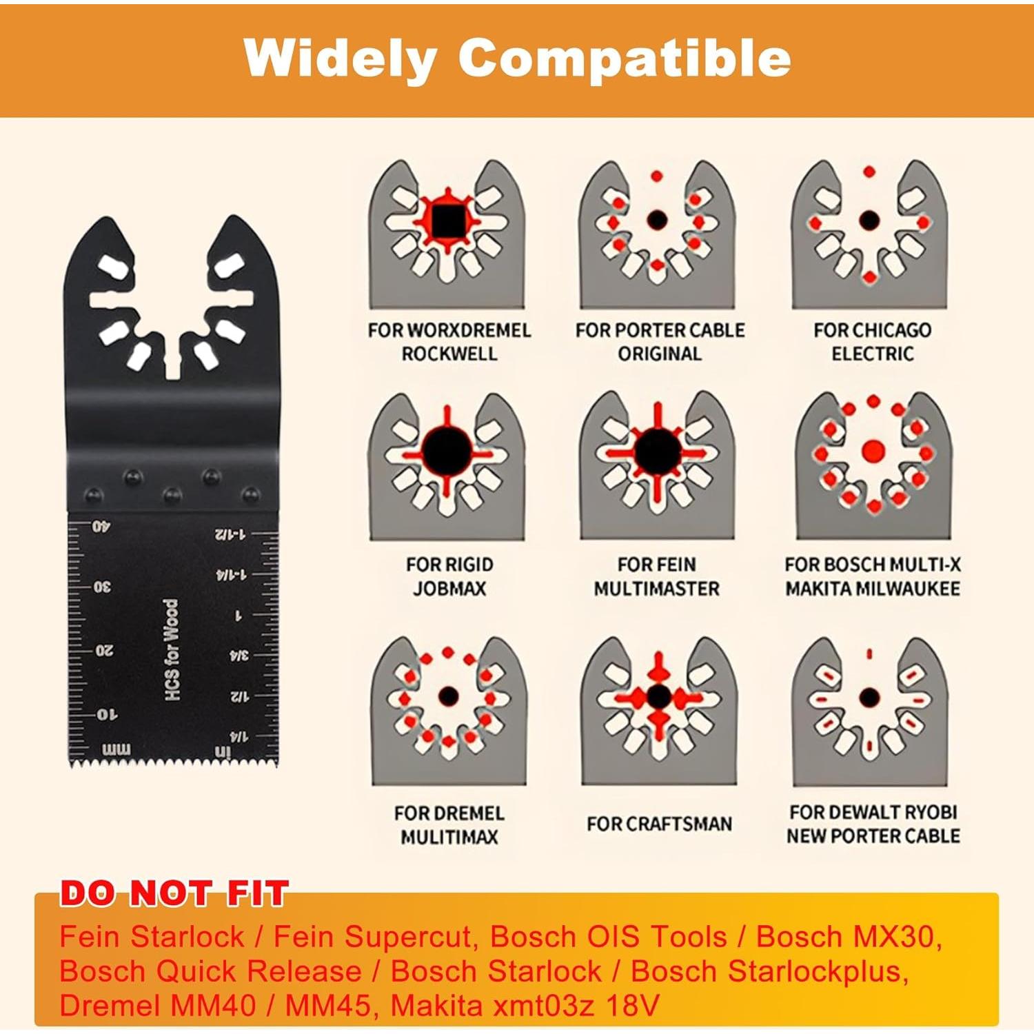 18PCS Oscillating Saw Blades, Universal Titanium Multitool Blades for Metal Nails Wood Plastic and Hard Material, Oscillating Tool Blade Kits Fit Dewalt Ryobi Milwaukee Rockwell Fein Makita