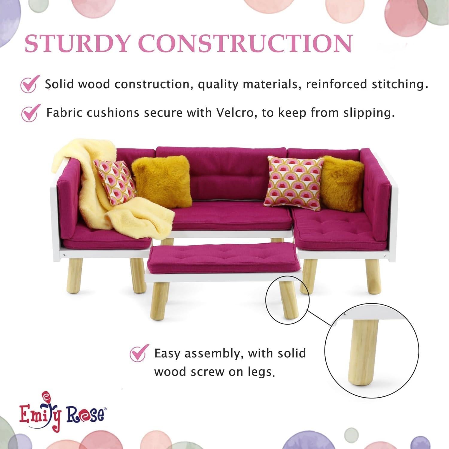 Conjunto de Muebles de Sala para Muñecas Emily Rose 18"
