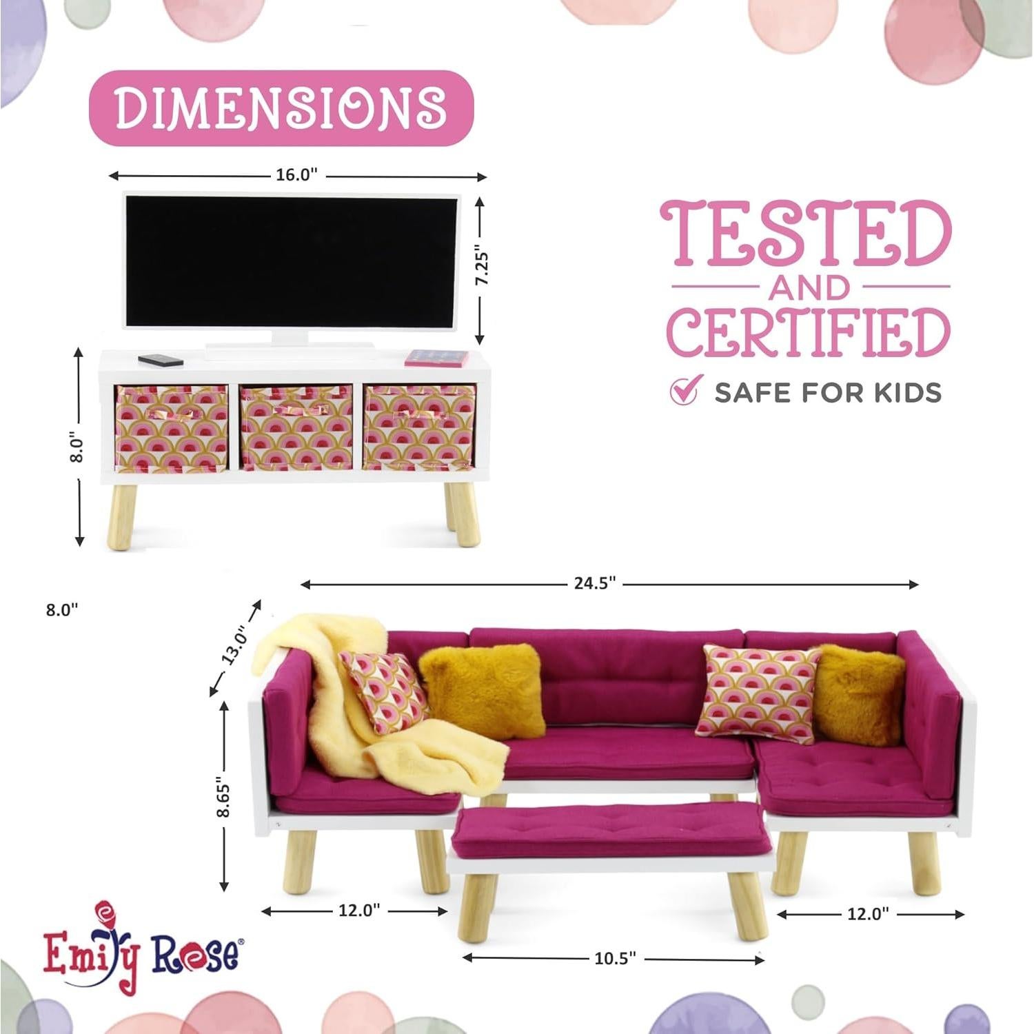 Conjunto de Muebles de Sala para Muñecas Emily Rose 18"