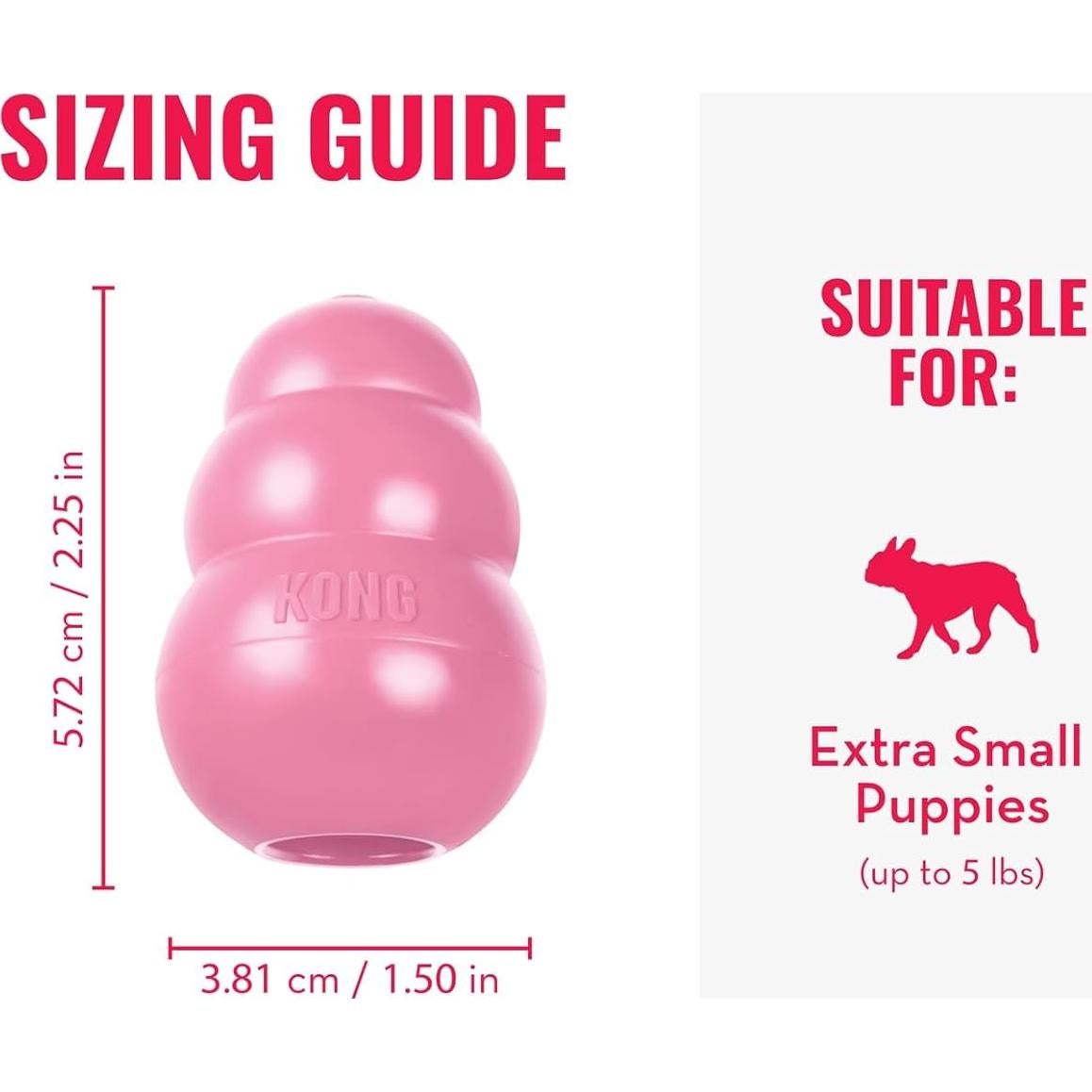 KONG Cachorro Juguete de Goma Natural Extra Pequeño Rosa
