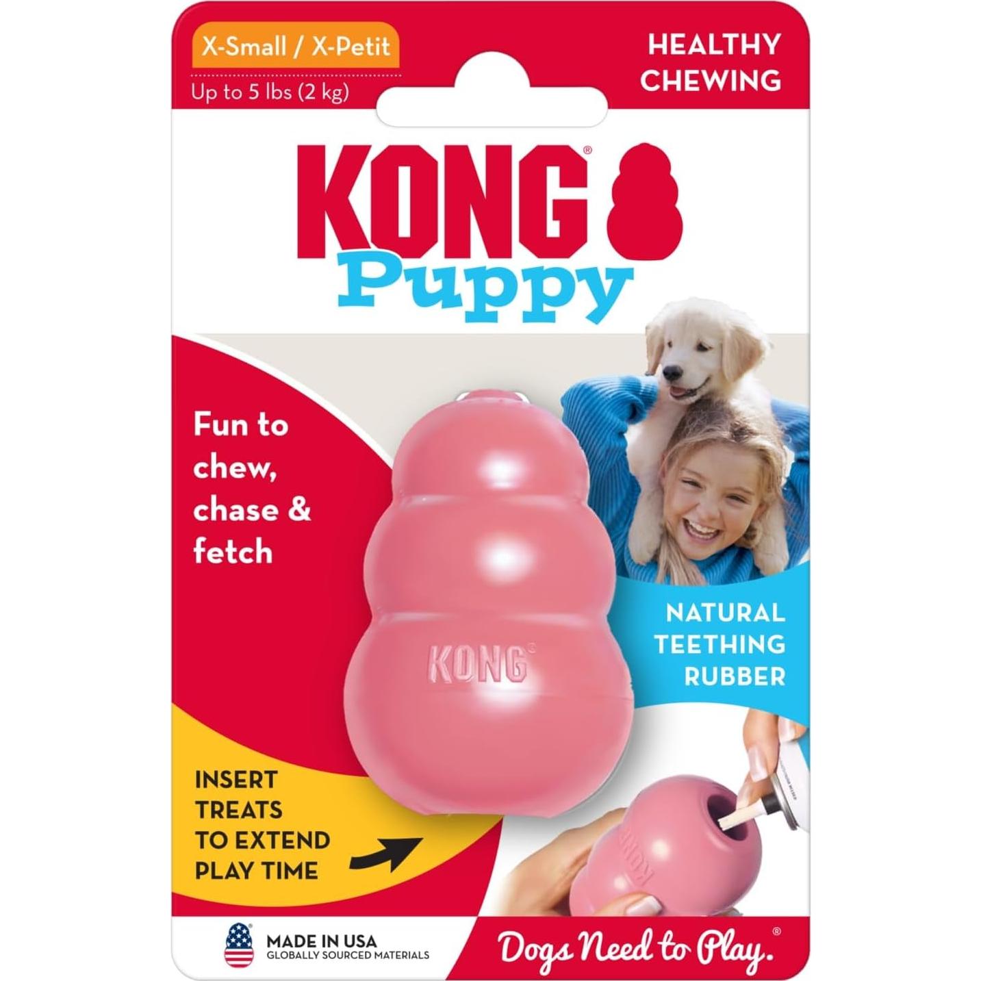 KONG Cachorro Juguete de Goma Natural Extra Pequeño Rosa