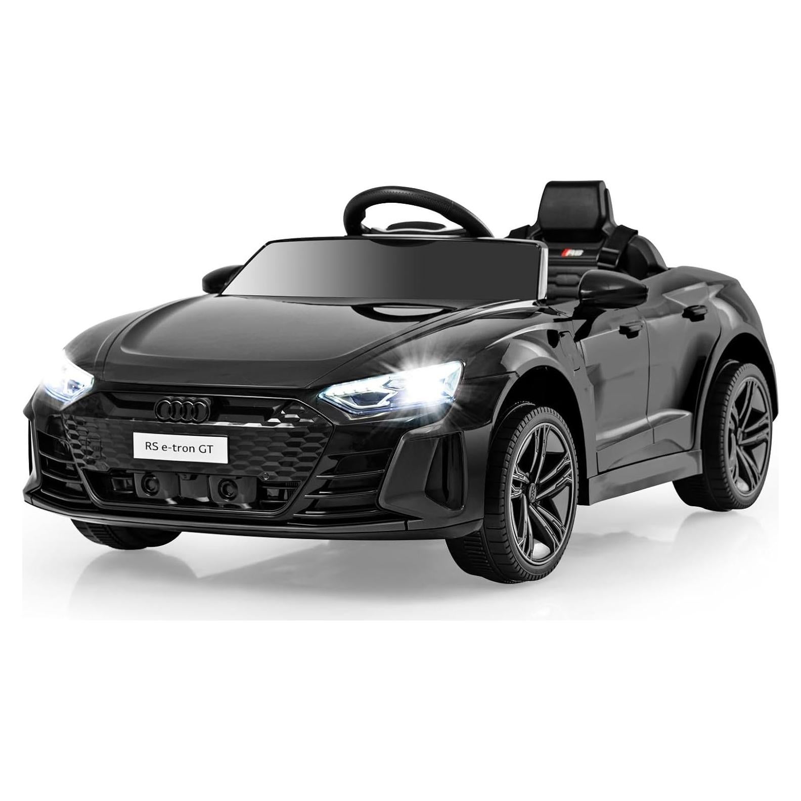 INFANS 12V Kids Ride On Car, Licensed Audi RS e-tron GT Electric Vehicle with Remote Control, Toddlers Battery Powered Toy with 4 Wheels Suspension, LED Headlight, Music, MP3, USB, TF Port (Black)