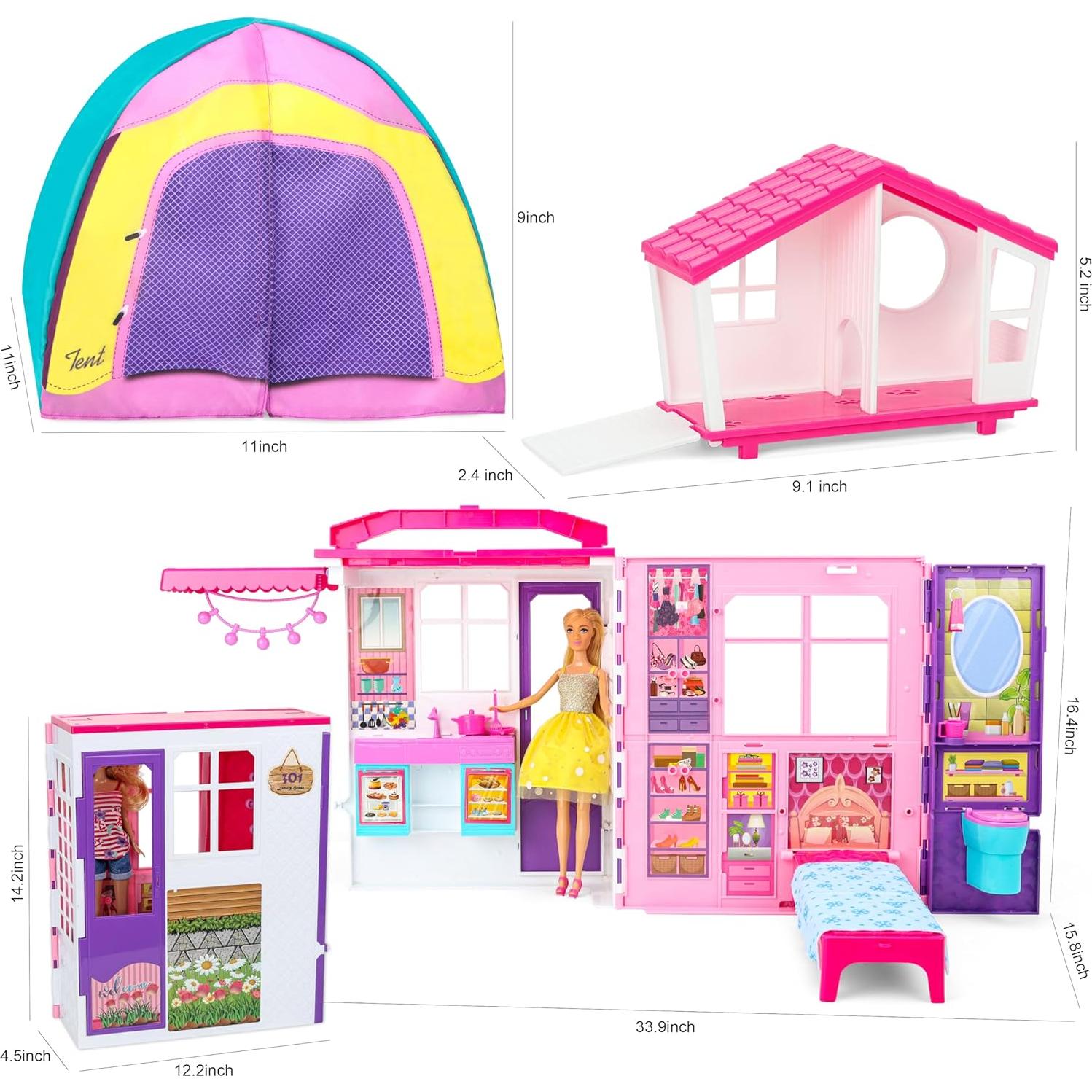 Casa de Muñecas Plegable Style Shine con 60+ Accesorios