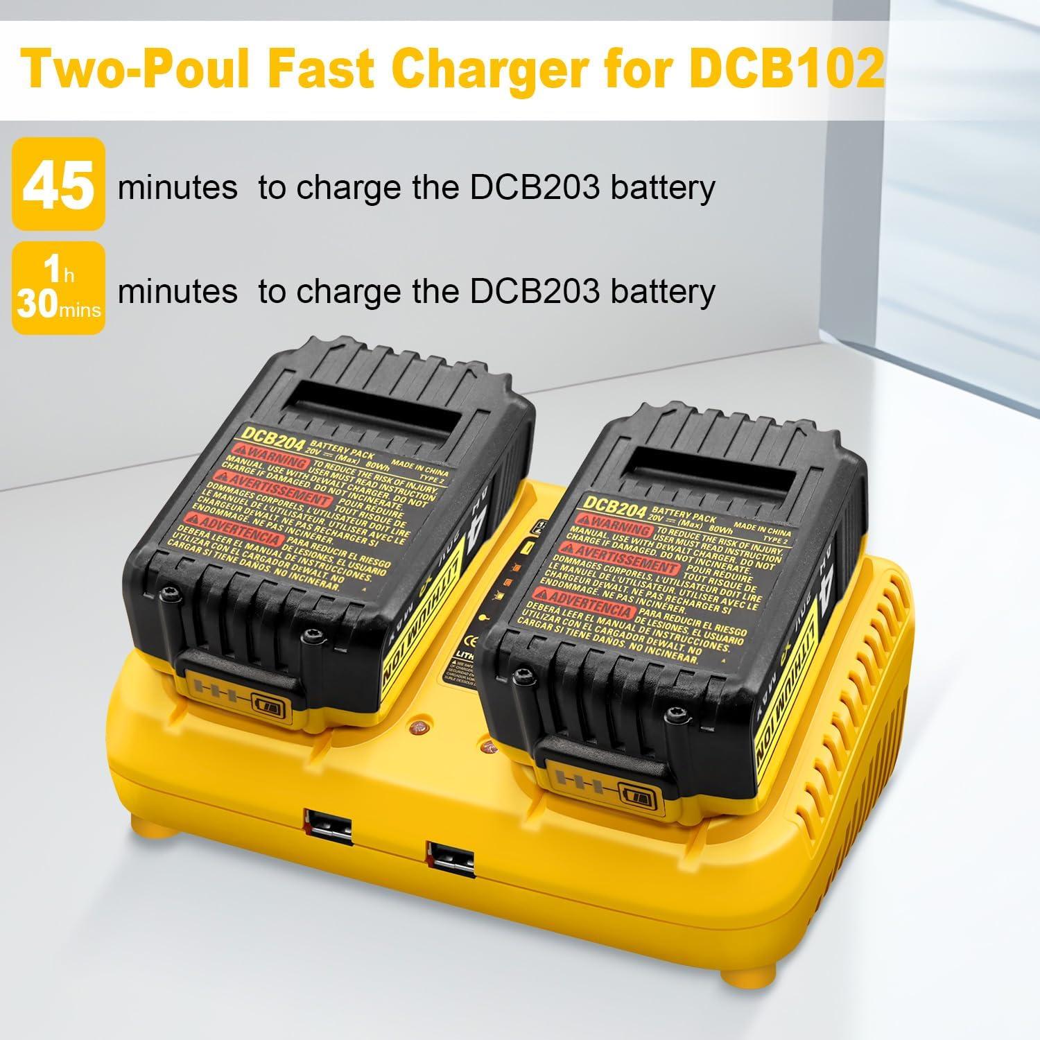 Cargador Rápido HSYFUNA DCB102 para Batería Dewalt 12V-20V-60V