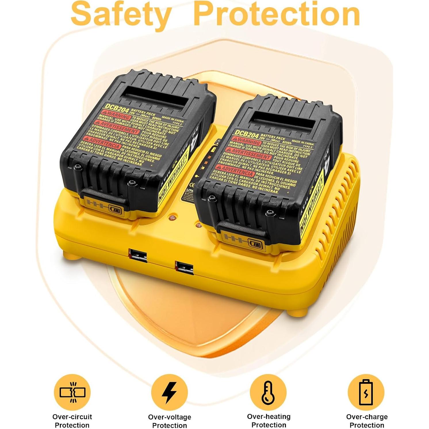 Cargador Rápido HSYFUNA DCB102 para Batería Dewalt 12V-20V-60V